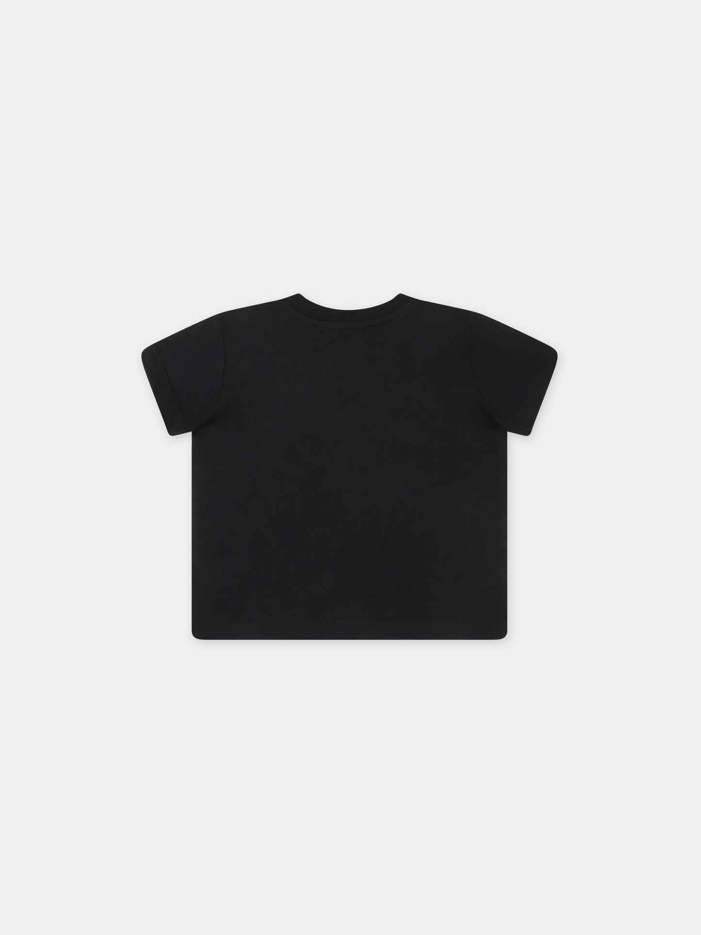 T-shirt nera per neonato con Teddy Bear e logo,Moschino Kids,MUM03V LAA03 60100