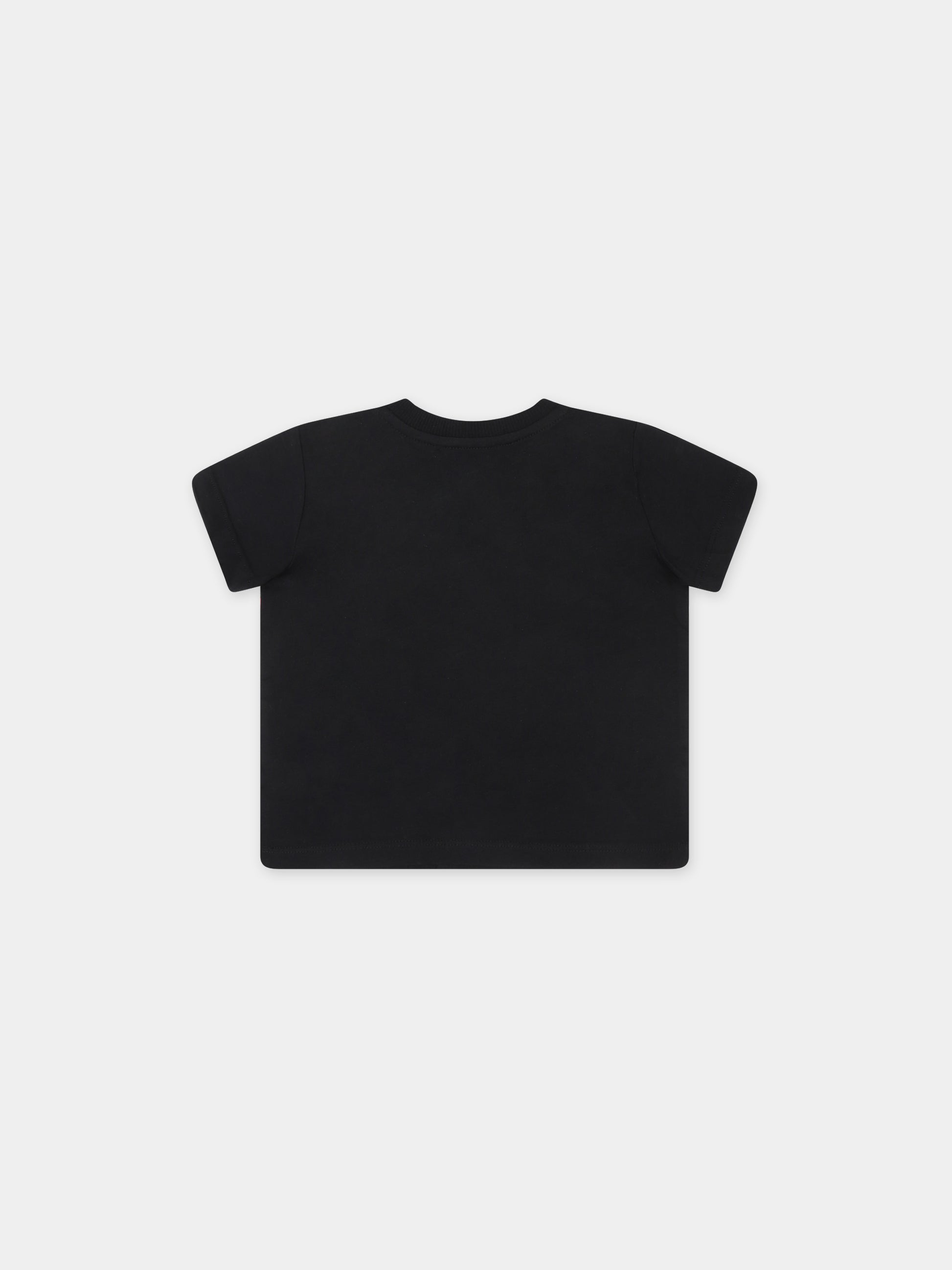 T-shirt nera per neonato con Teddy Bear e logo,Moschino Kids,MUM03V LAA03 60100