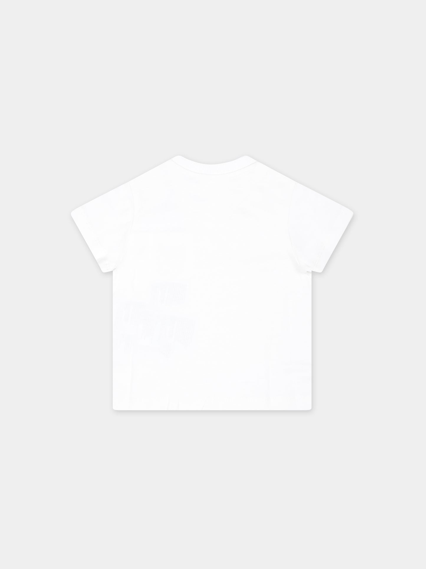 T-shirt bianca per neonato con Teddy Bear e logo,Moschino Kids,MUM040 LAA23 10101