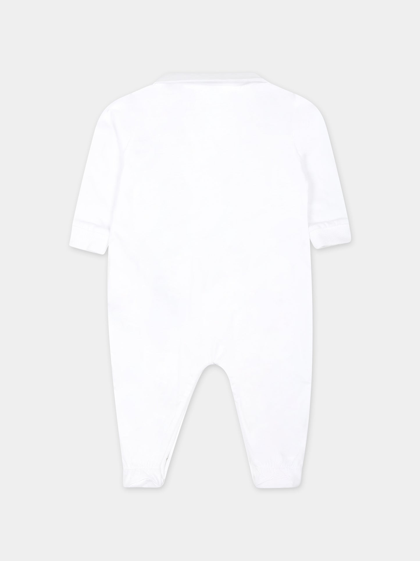 Tutina bianca per neonati con Teddy Bear elogo,Moschino Kids,MUY06K LAA17 10101