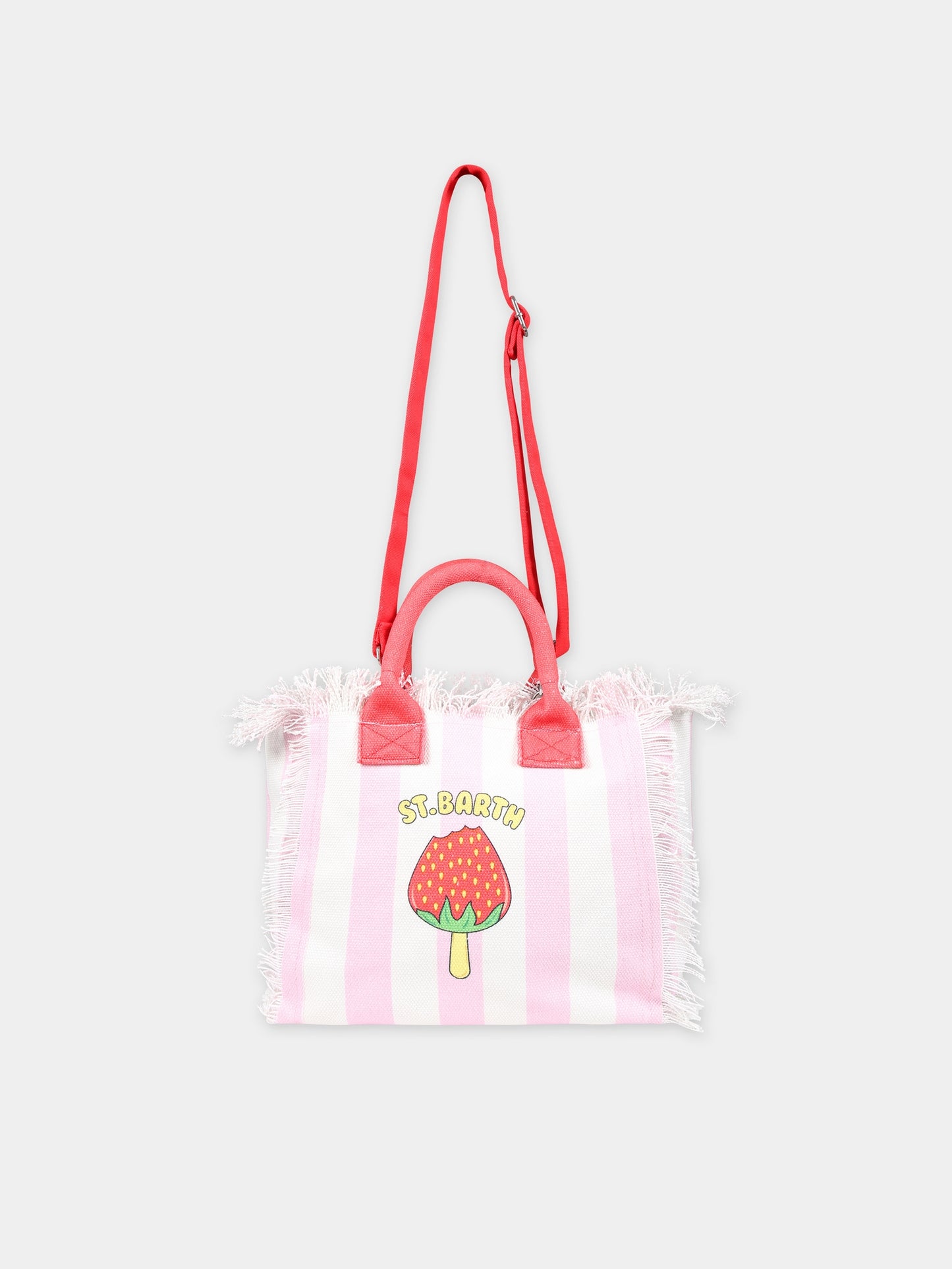 Borsa mare rosa per bambina con stampa fragola,Mc2 Saint Barth,COL0001 00350F