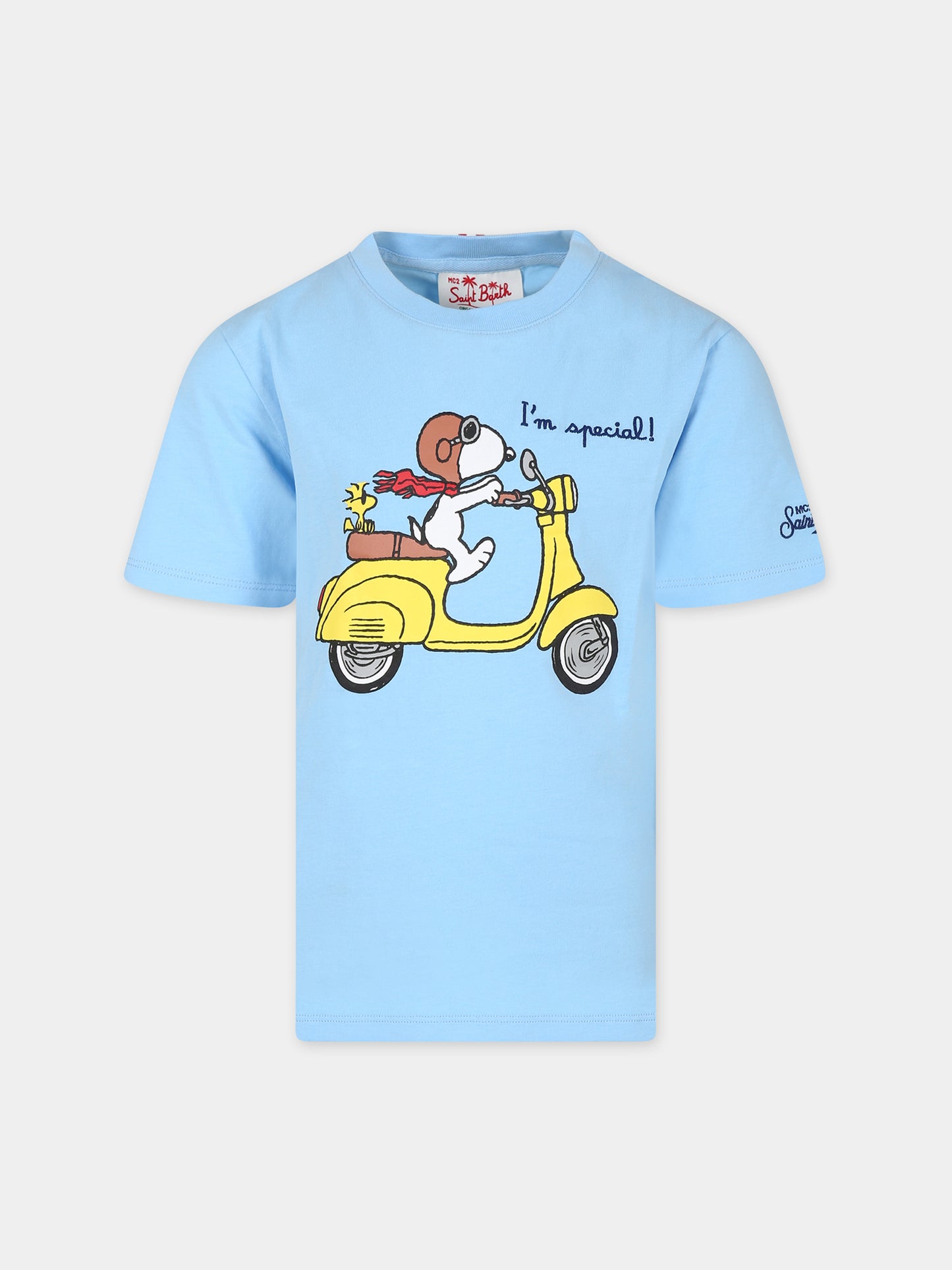 T-shirt celeste per bambino con stampa Topolino,Mc2 Saint Barth,TSH0001 05743D