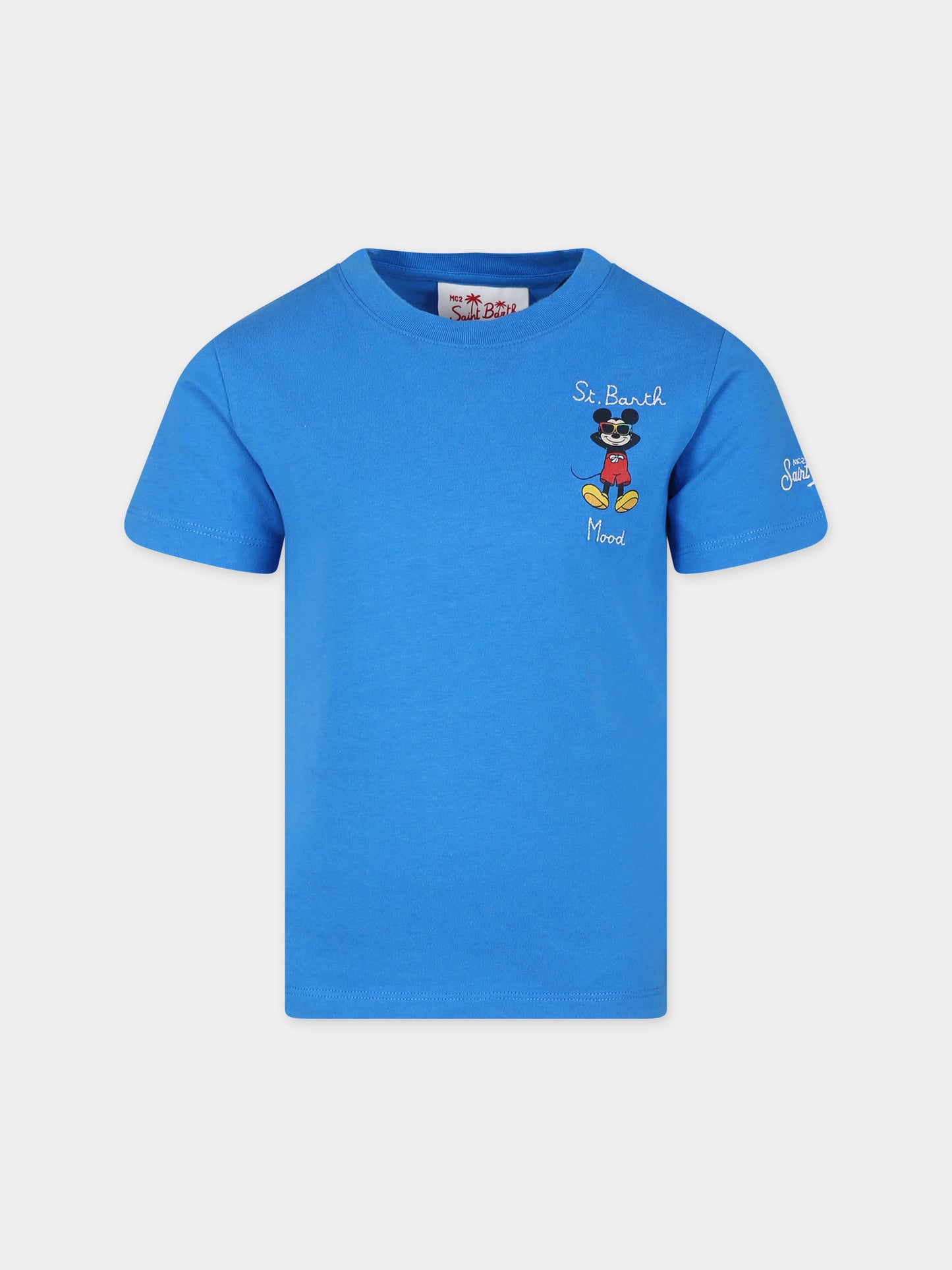 T-shirt blu per bambino con stampa Topolino,Mc2 Saint Barth,TSH0001 03261F