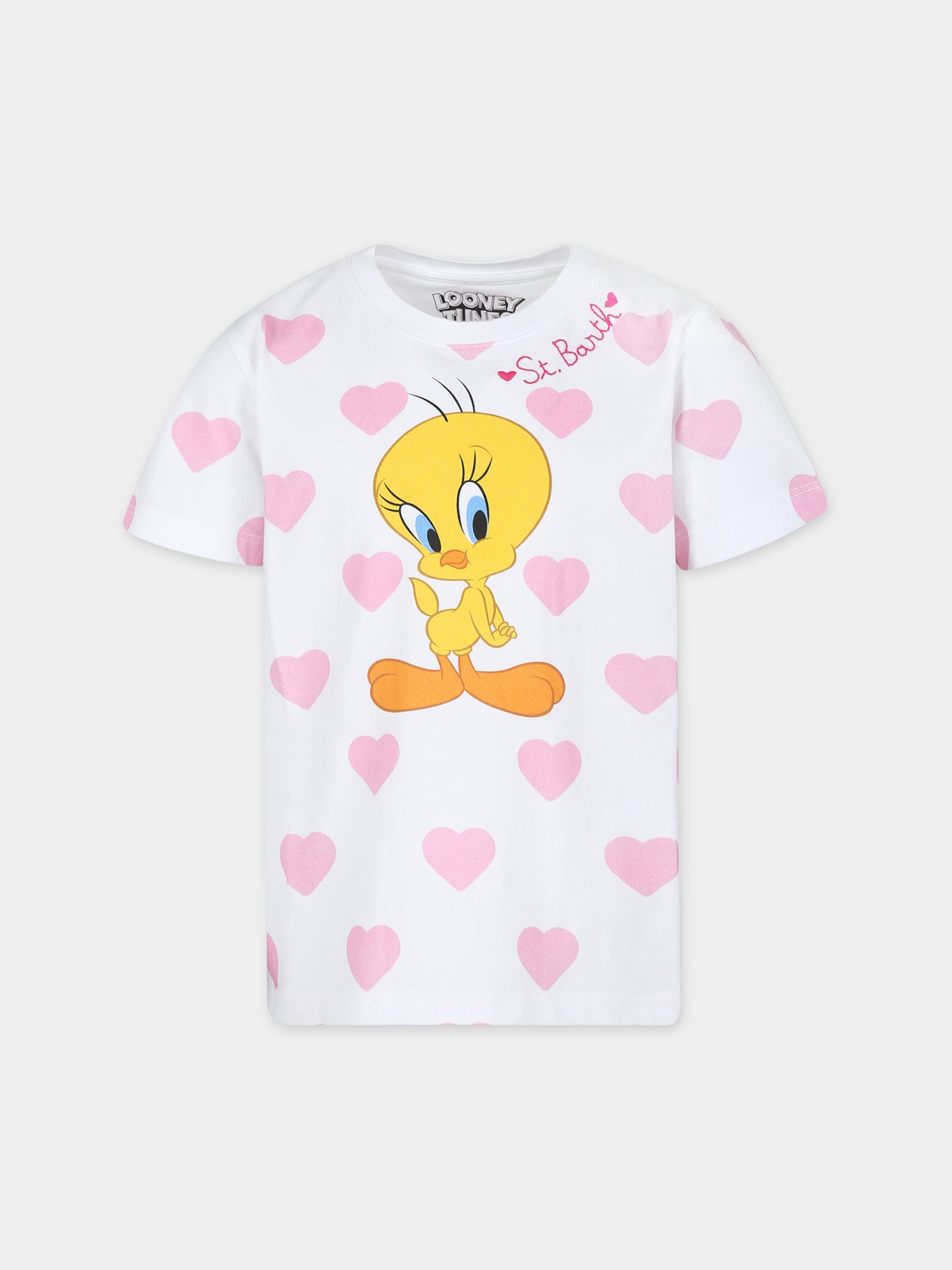T-shirt bianca per bambina con stampa Looney Tunes,Mc2 Saint Barth,ELLY001 02028F