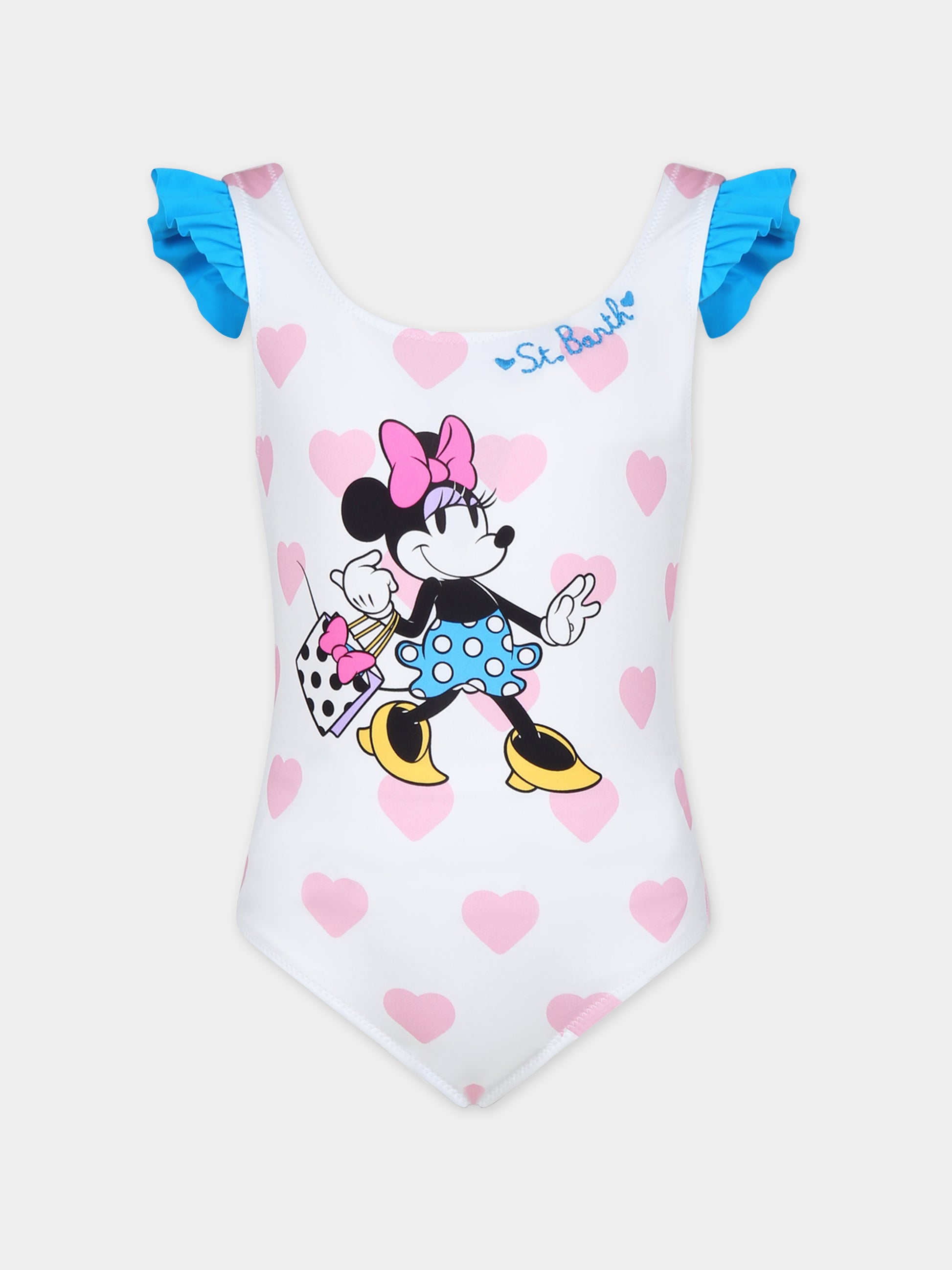 Costume intero bianco per bambina con stampa Minnie,Mc2 Saint Barth,CARO001 01887F