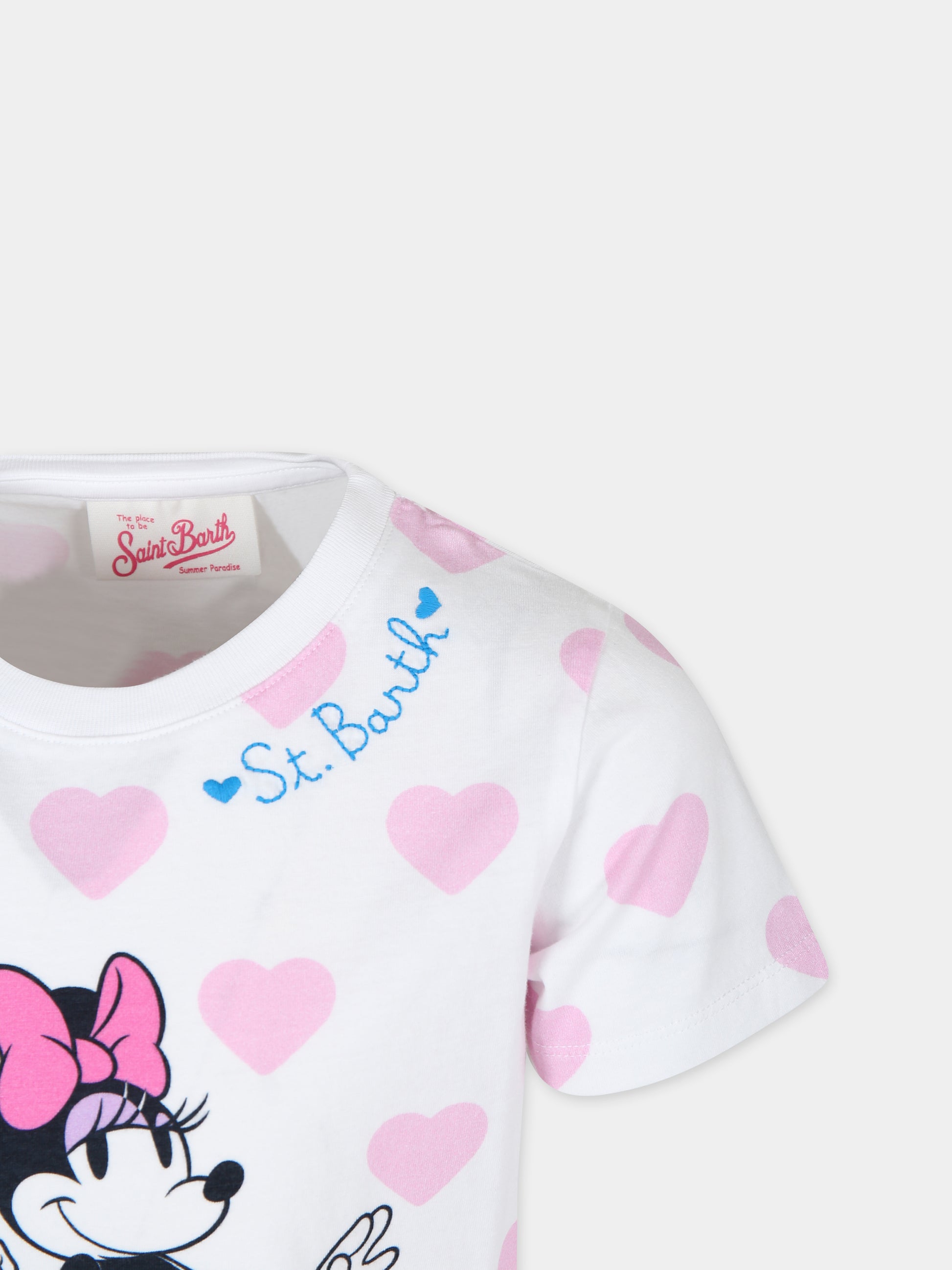 T-shirt bianca per bambina con stampa Minnie,Mc2 Saint Barth,ELLY001 01887F