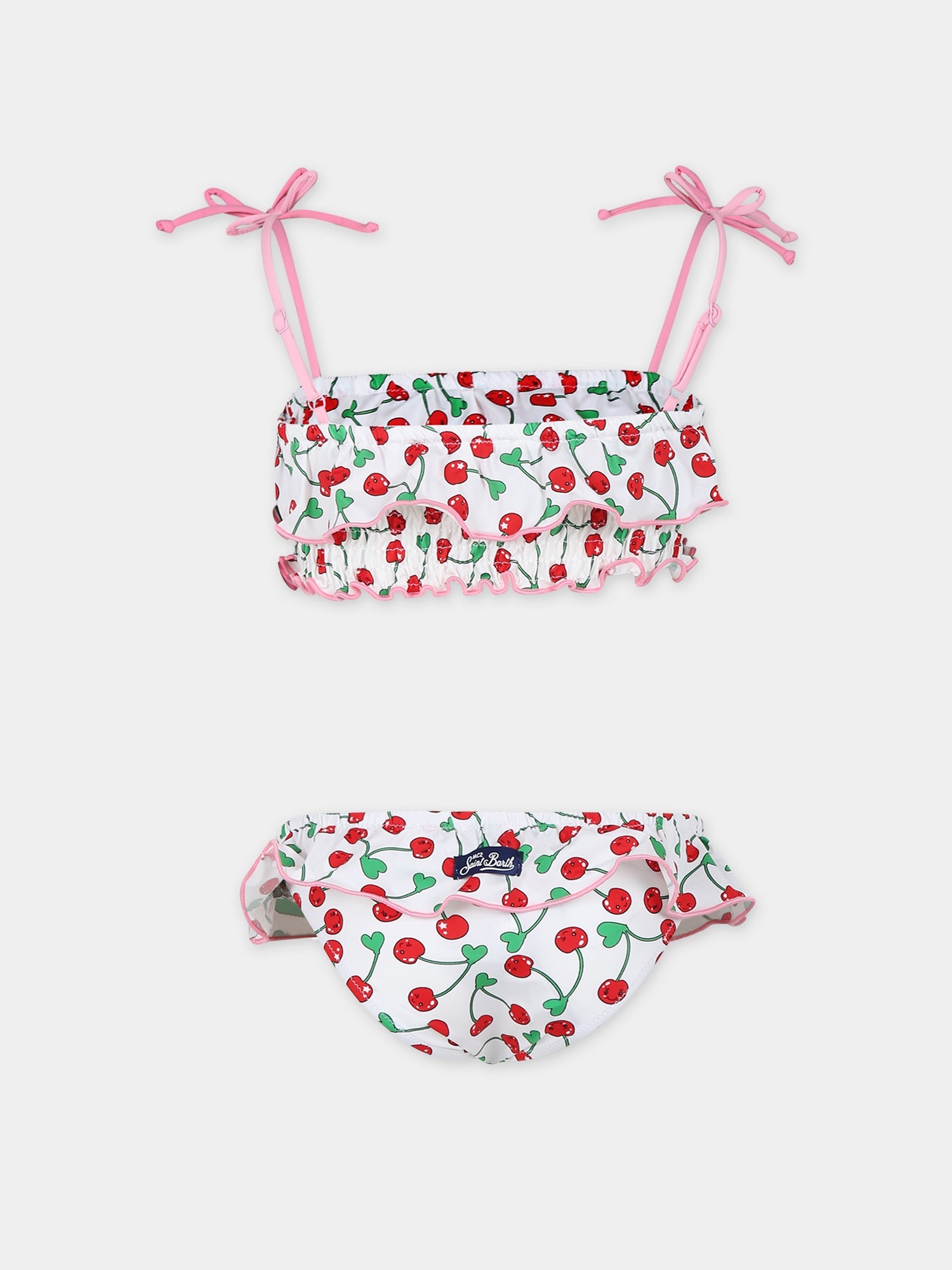 Bikini bianco per bambina con stampa ciligie,Mc2 Saint Barth,MELI0001 00606F