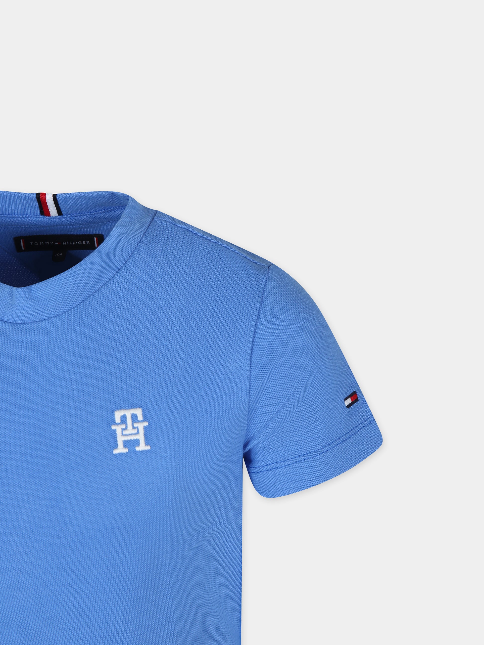 T-shirt celeste per bambino con logo,Tommy Hilfiger Junior,24STHKB0KB08820T C30