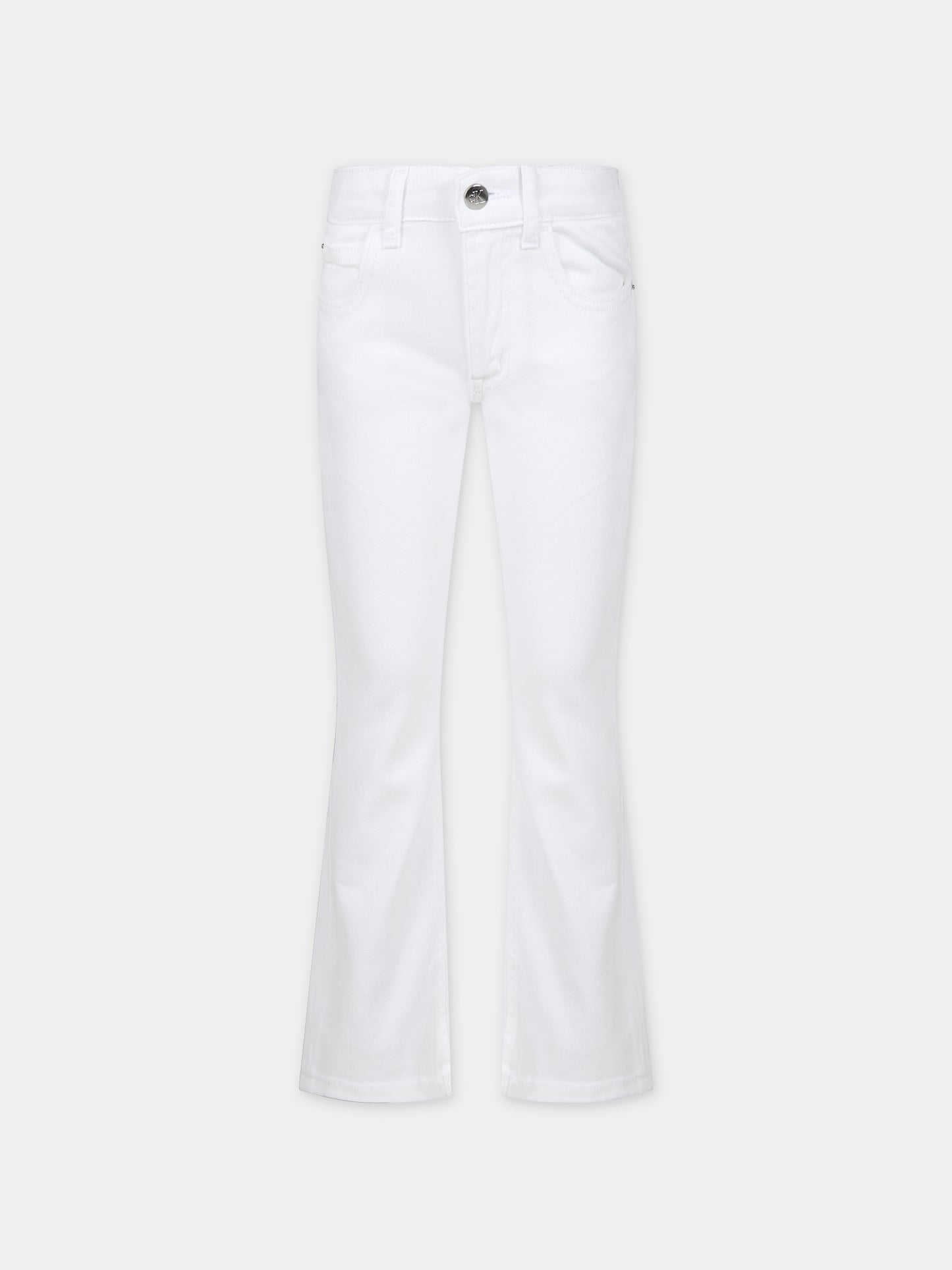 Jeans bianco per bambina con logo,Calvin Klein Kids,24SCKIG0IG02502J 1CD
