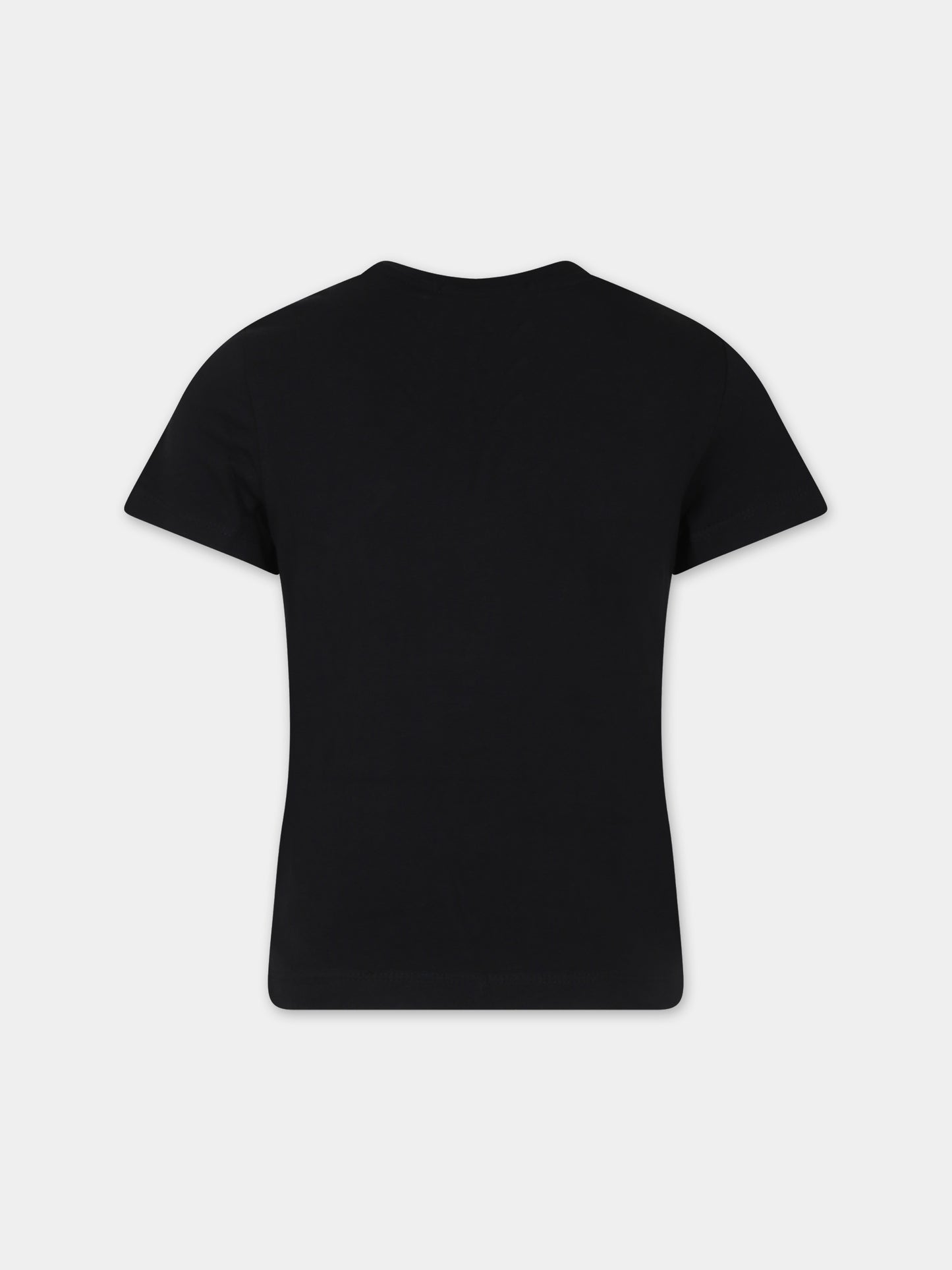 T-shirt nera per bambini con logo e stampa,Calvin Klein Kids,24SCKIB0IB02026J BEH