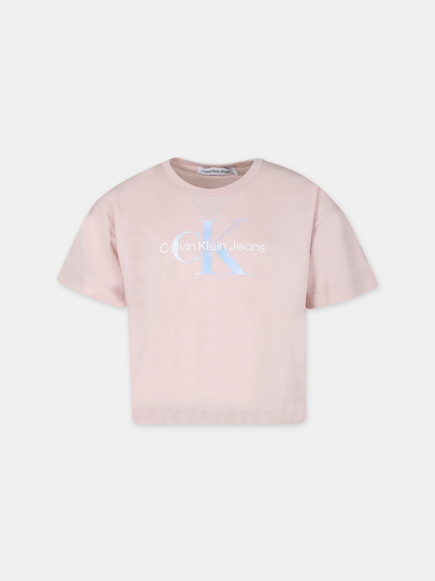 T-shirt rosa per bambina con logo,Calvin Klein Kids,24SCKIG0IG02434J TF6