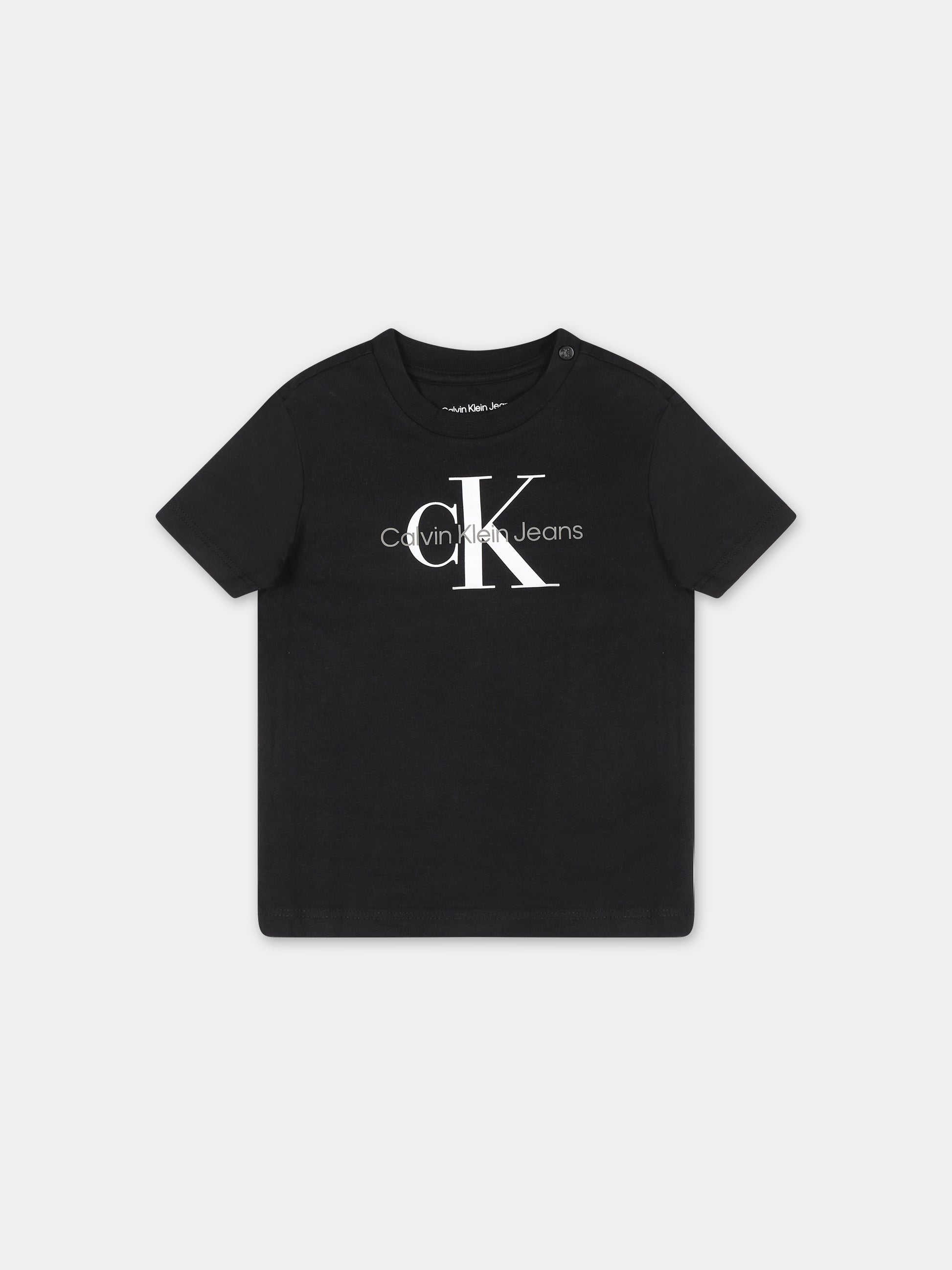 T-shirt nera per neonato con logo,Calvin Klein Kids,24SCKIN0IN00001 BEH