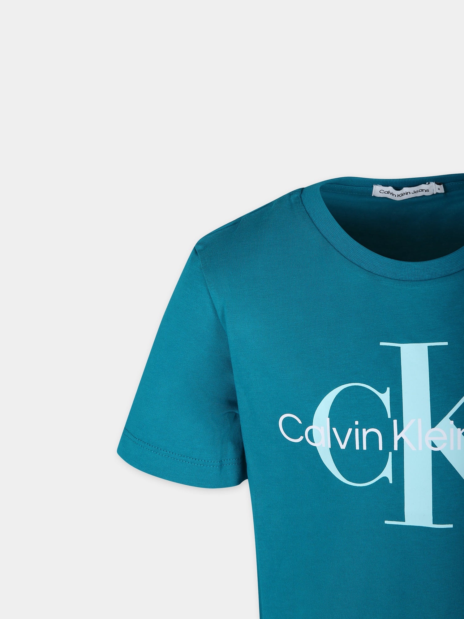 T-shirt verde per bambino con logo,Calvin Klein Kids,23FMCKIU0IU00460T LEI