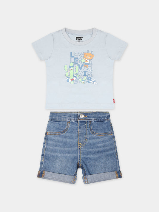 Completo multicolor per neonato con stampa orso e logo,Levi's Kids,24SMLK6EK235 BI9