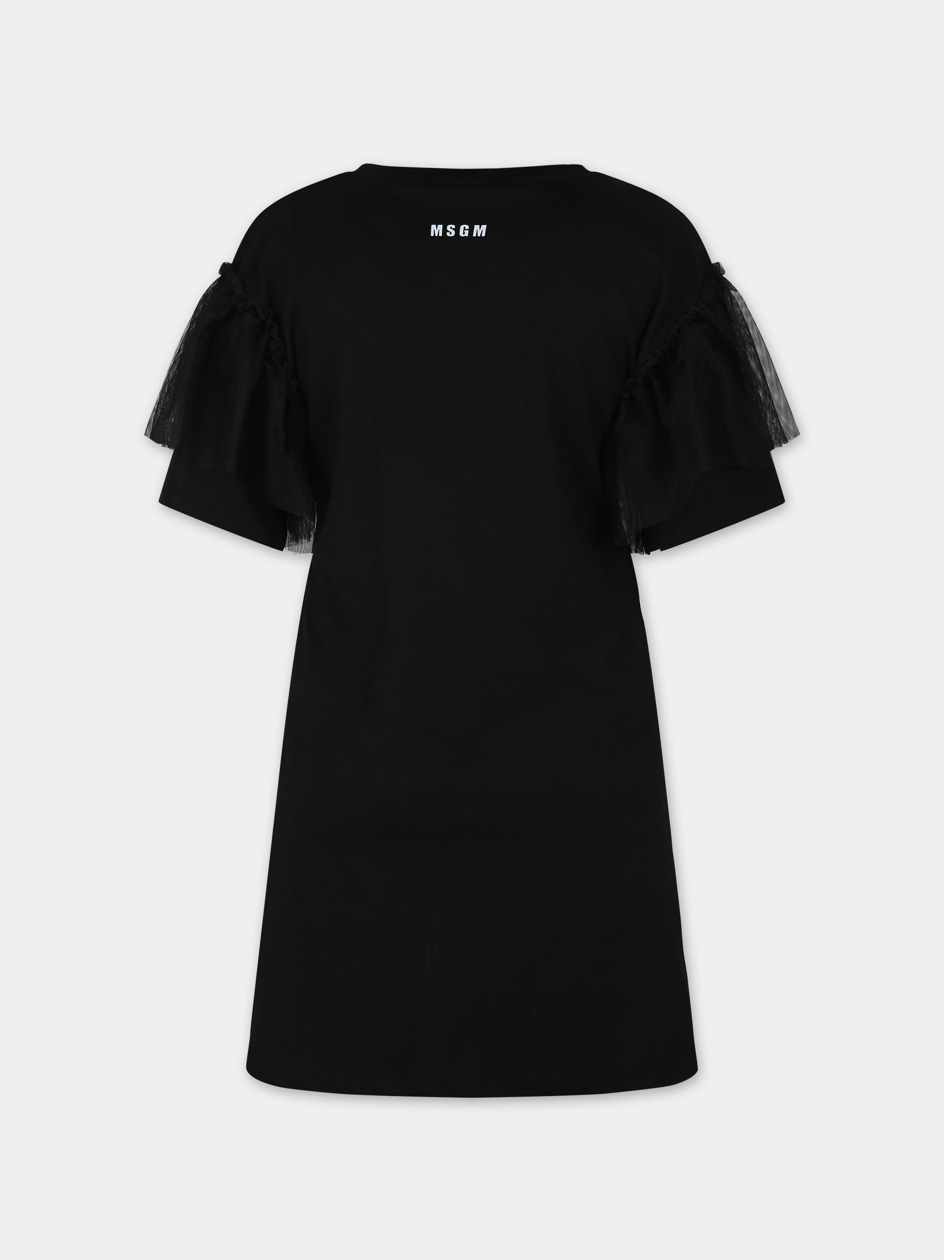 Vestito nero per bambina con logo,Msgm Kids,MS029442 110