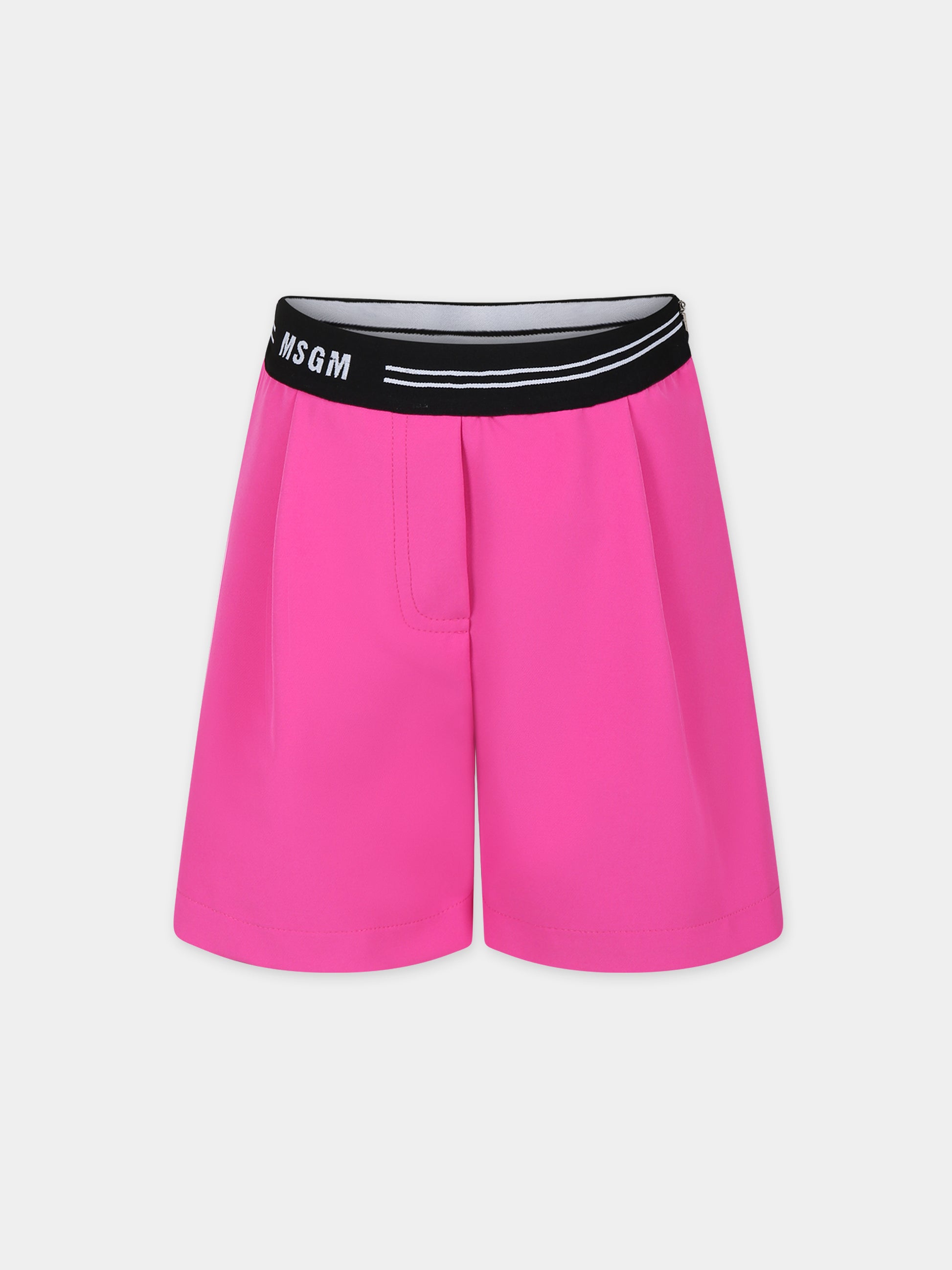 Shorts fucsia per bambina con logo,Msgm Kids,MS029410 044