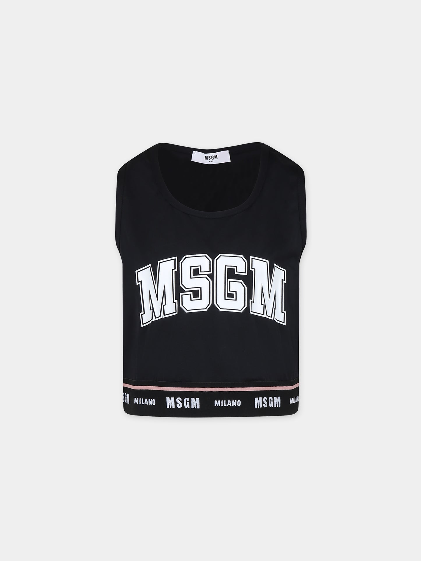 Top crop nero per bambina con logo,Msgm Kids,MS027842 110