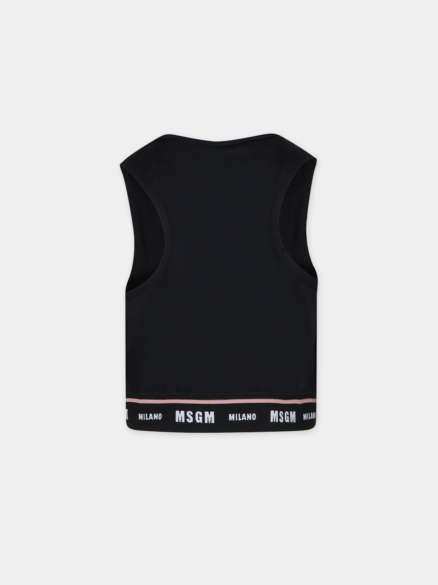 Top crop nero per bambina con logo,Msgm Kids,MS027842 110