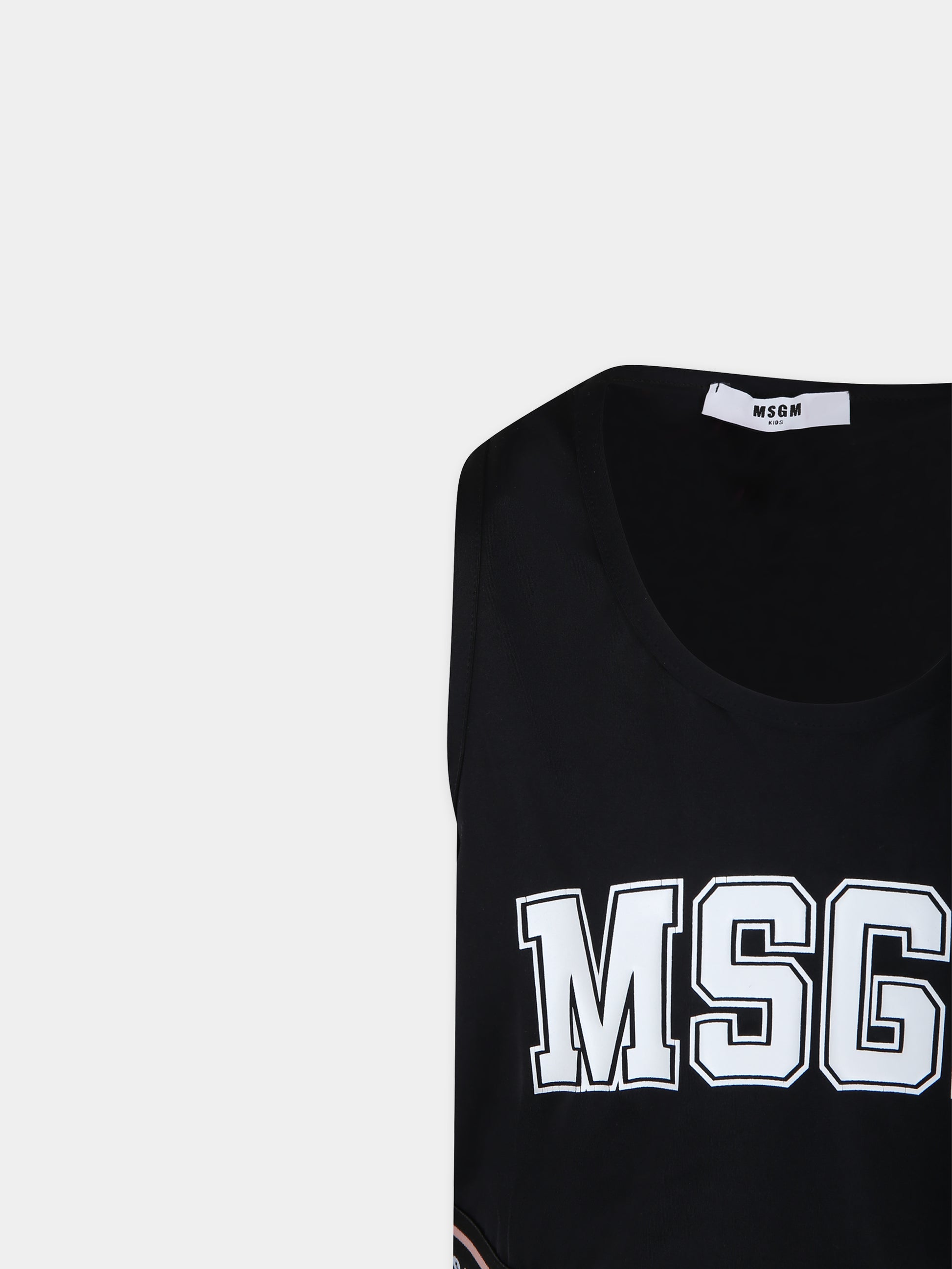 Top crop nero per bambina con logo,Msgm Kids,MS027842 110