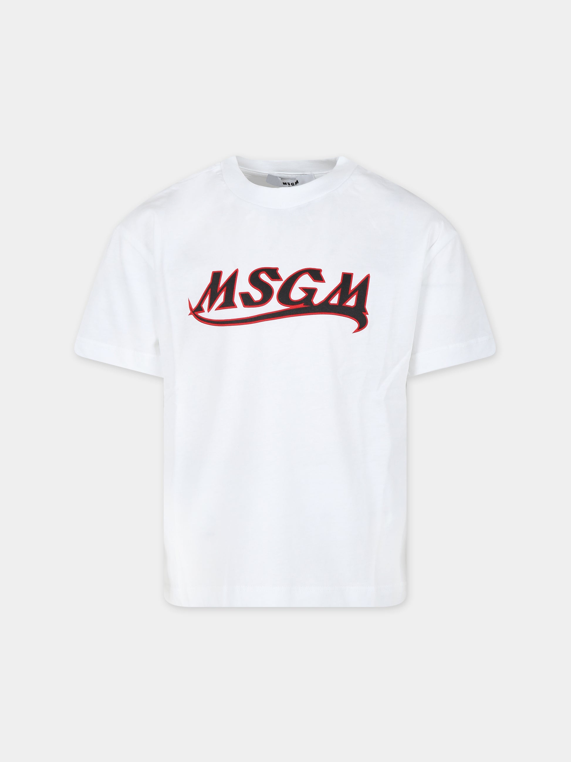 T-shirt bianca per bambini con logo,Msgm Kids,MS028729 001