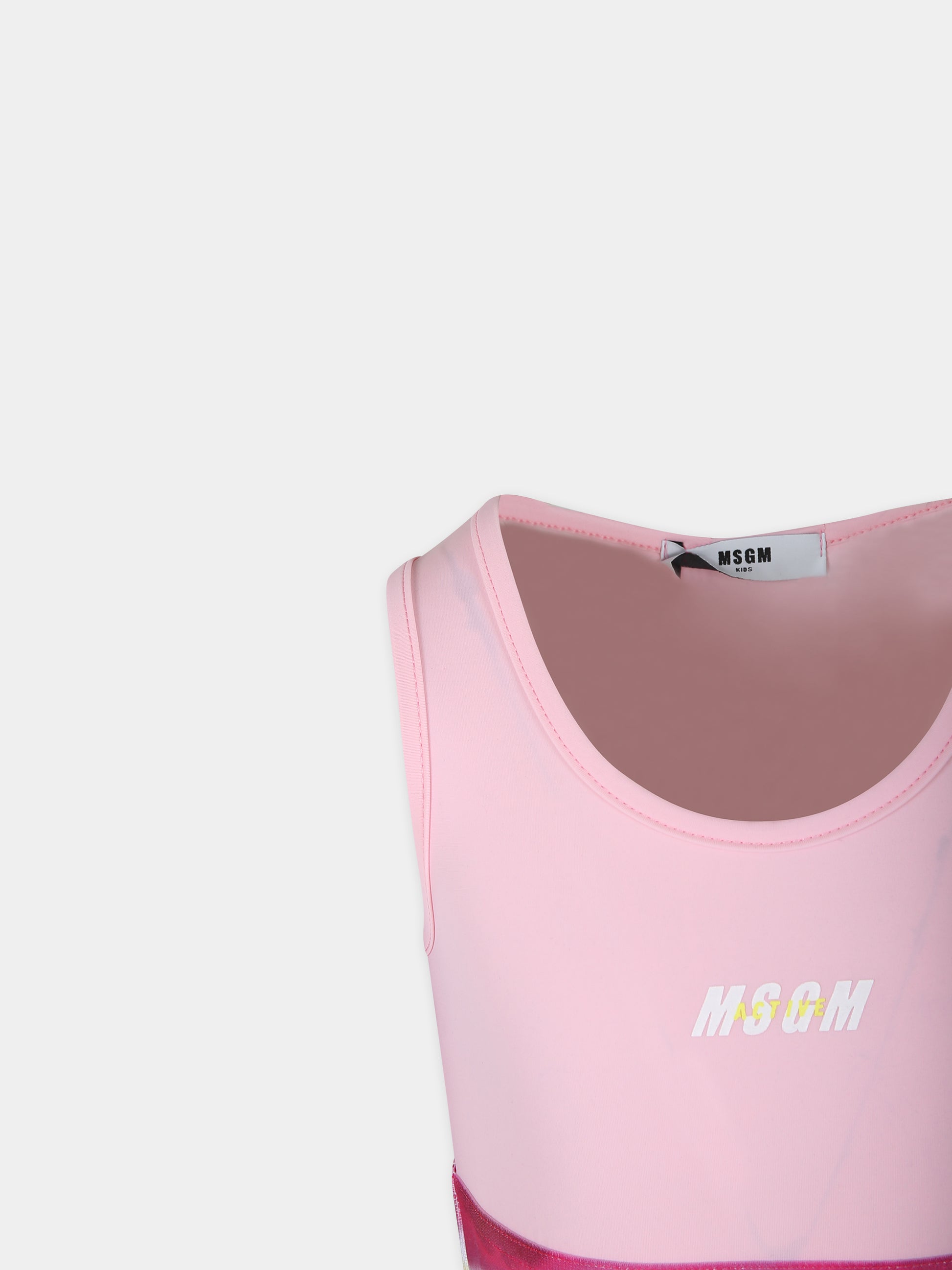 Top crop rosa per bambina con logo,Msgm Kids,MS028762 042