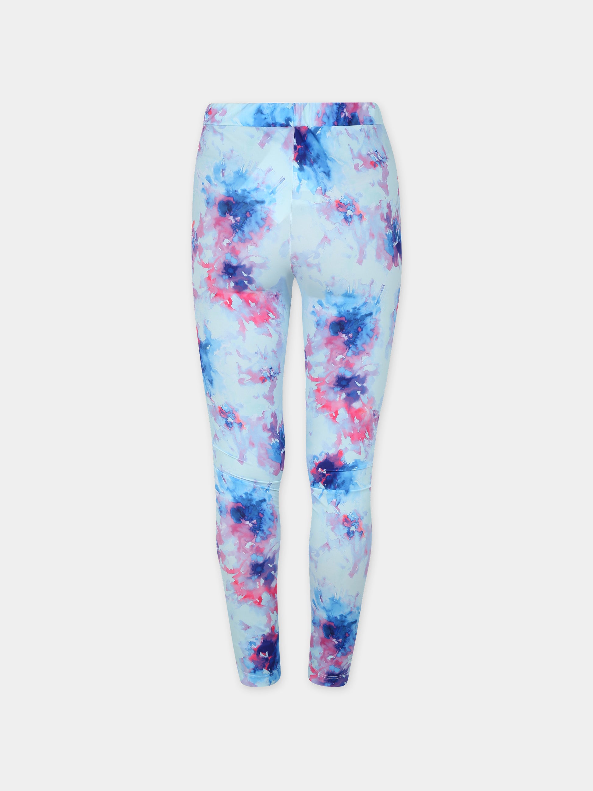 Leggings celesti per bambina con stampa tie dye,Msgm Kids,MS028816 050