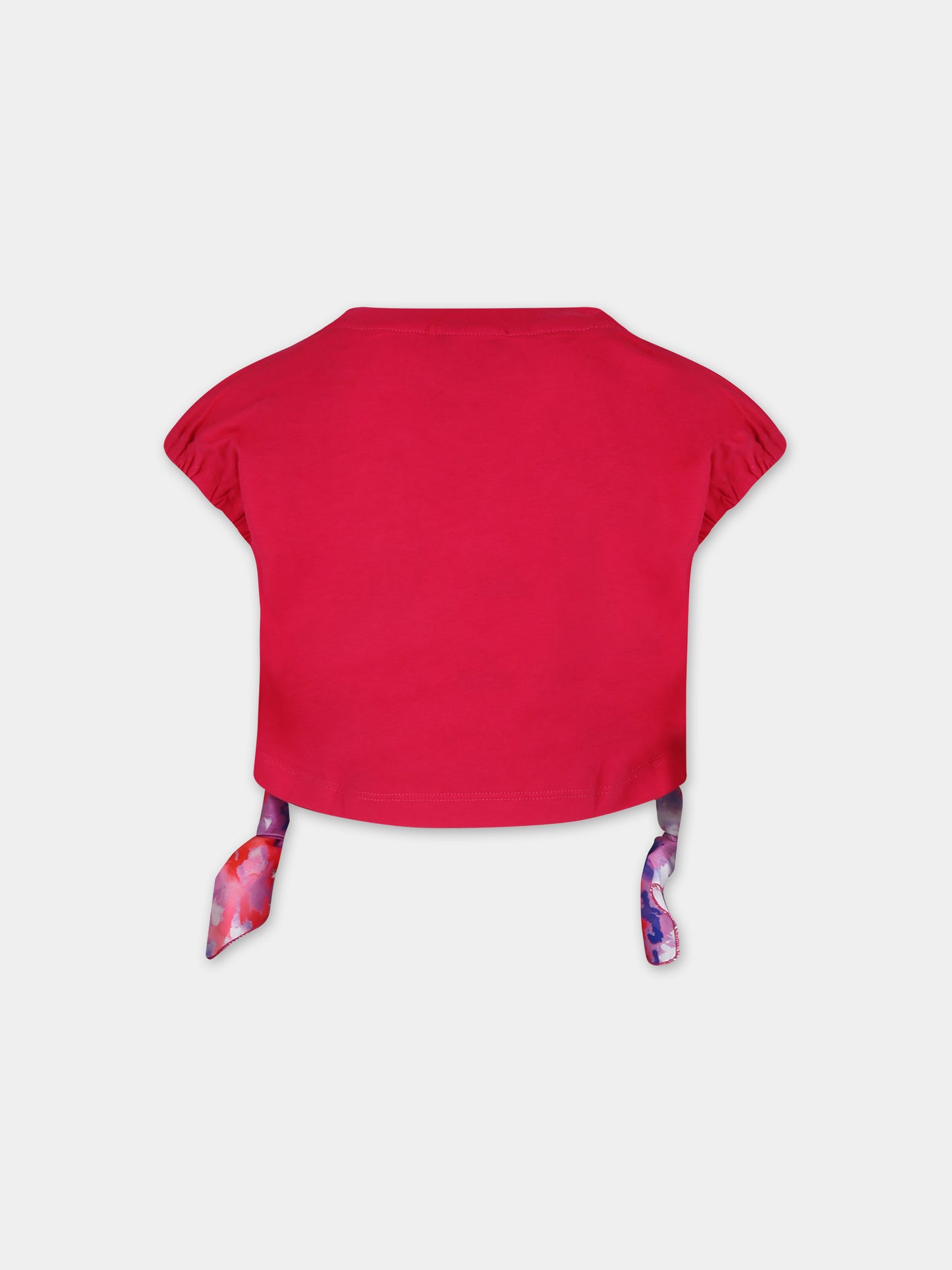 T-shirt crop fucsia per bambina con logo,Msgm Kids,MS028822 044