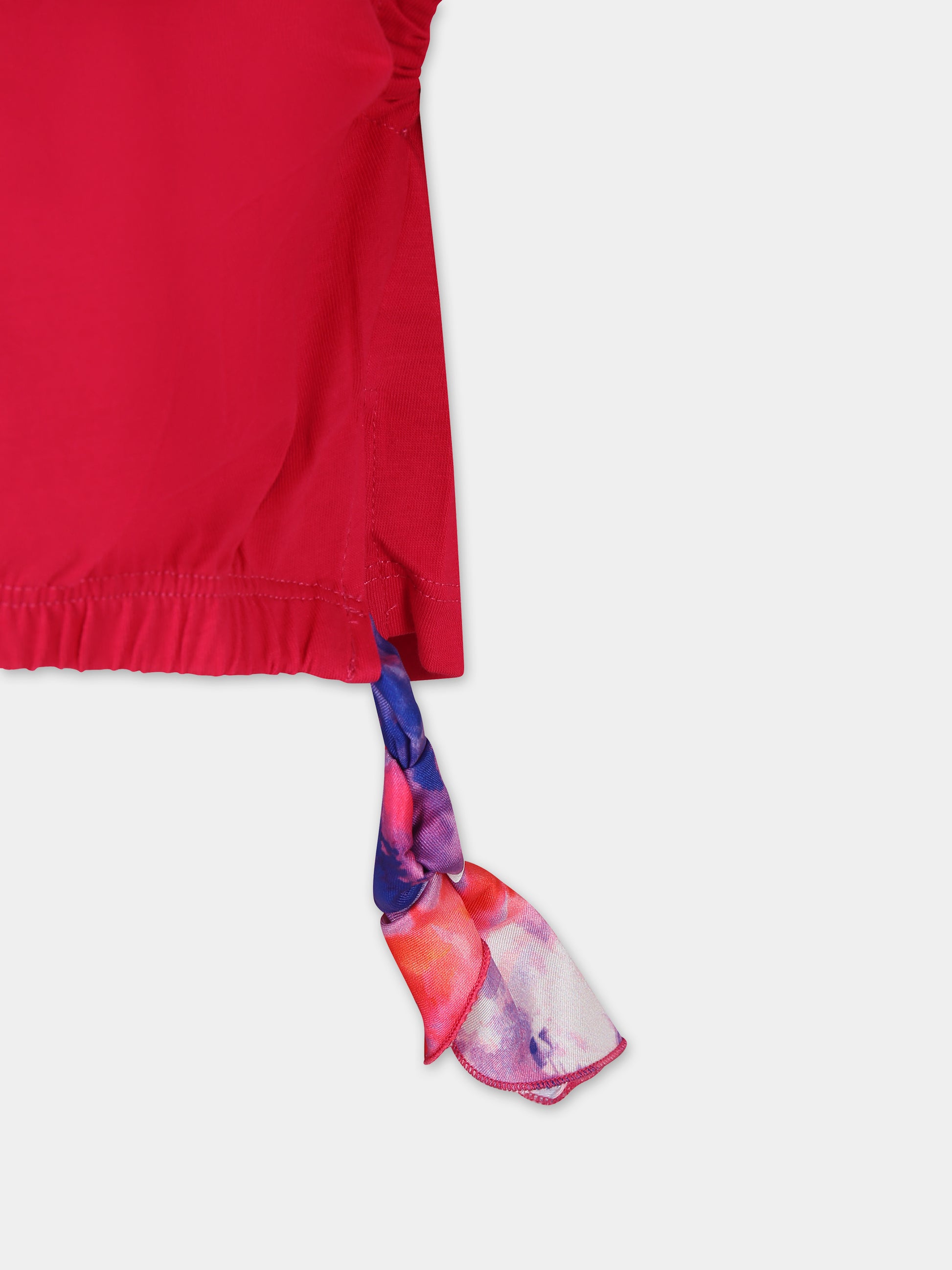 T-shirt crop fucsia per bambina con logo,Msgm Kids,MS028822 044