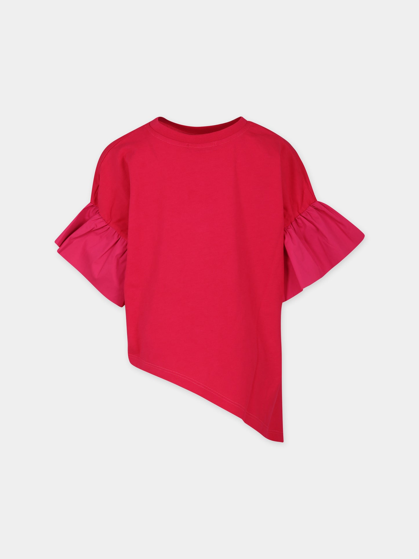 T-shirt fucsia per bambina con logo,Msgm Kids,MS028858 044