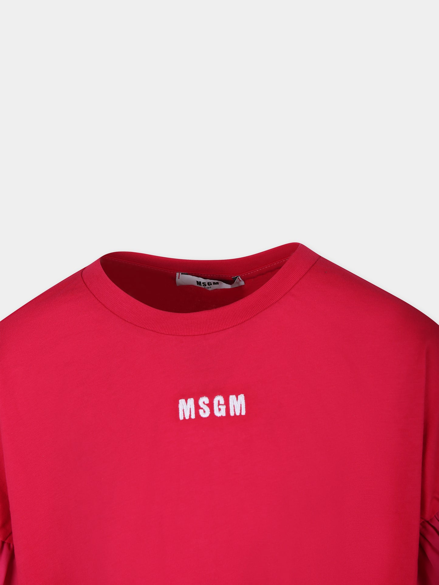 T-shirt fucsia per bambina con logo,Msgm Kids,MS028858 044