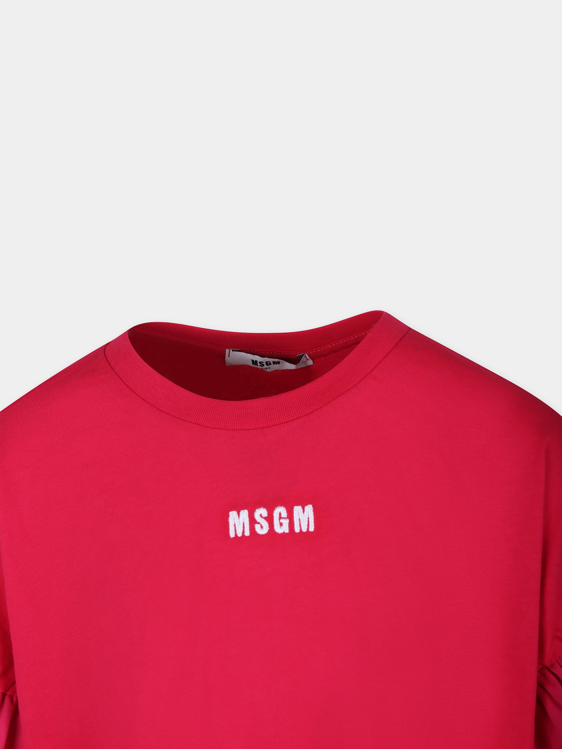 T-shirt fucsia per bambina con logo,Msgm Kids,MS028858 044