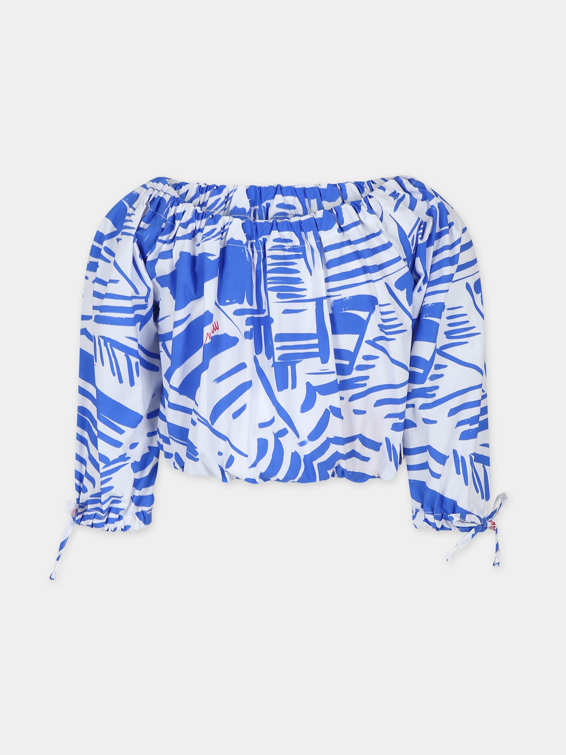 Top crop blu per bambina con logo,Msgm Kids,MS028860 130