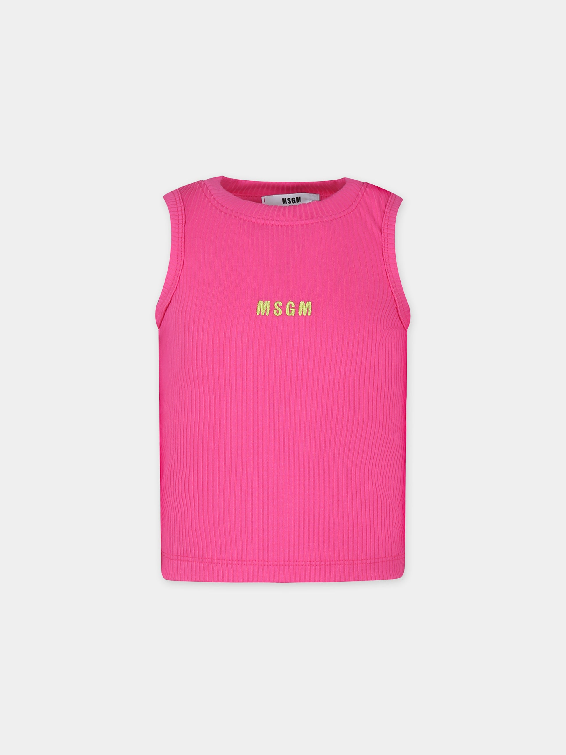 Canotta fucsia per bambina con logo,Msgm Kids,MS028861 044