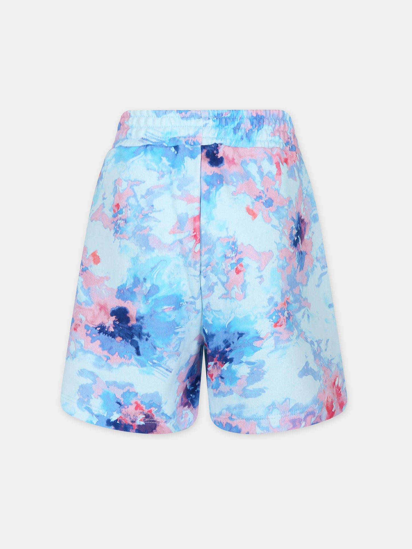 Shorts celesti per bambina con stampa tie dye,Msgm Kids,MS028951 050