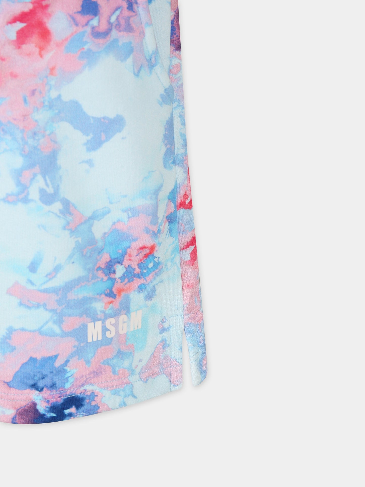 Shorts celesti per bambina con stampa tie dye,Msgm Kids,MS028951 050