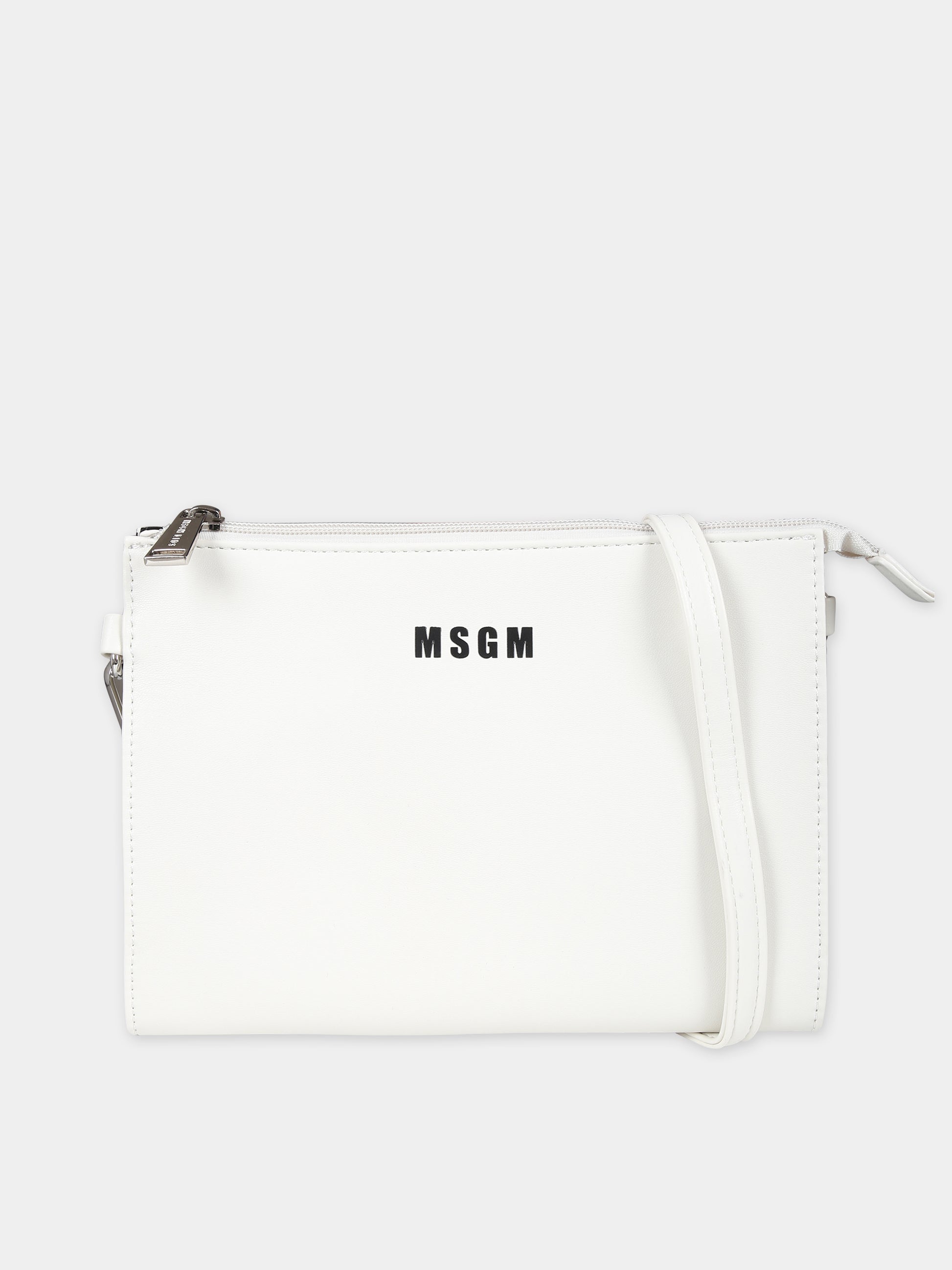 Borsa avorio per bambina con logo,Msgm Kids,MS029348 002