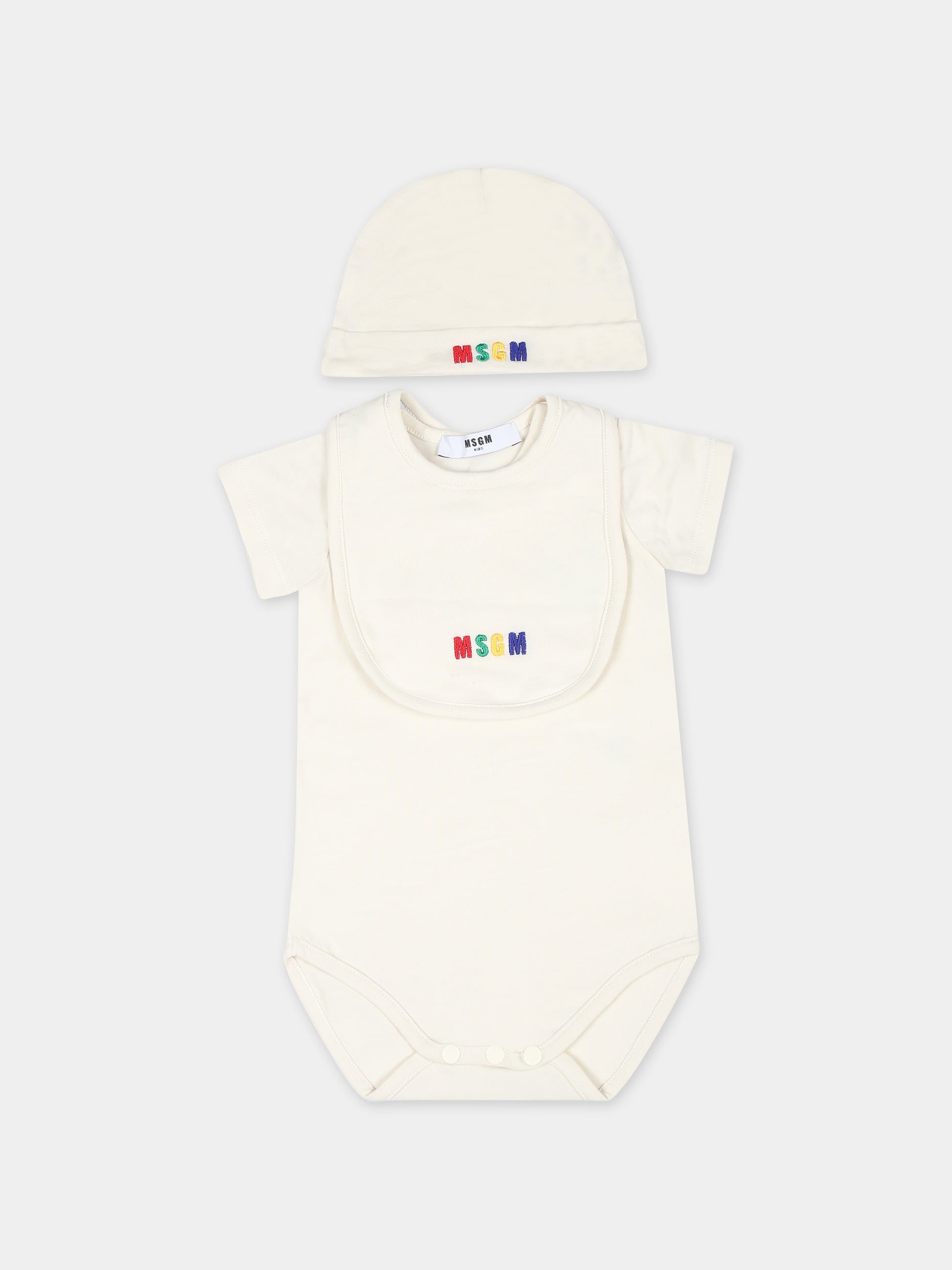 Set body avorio per neonati con logo,Msgm Kids,MS029365 013