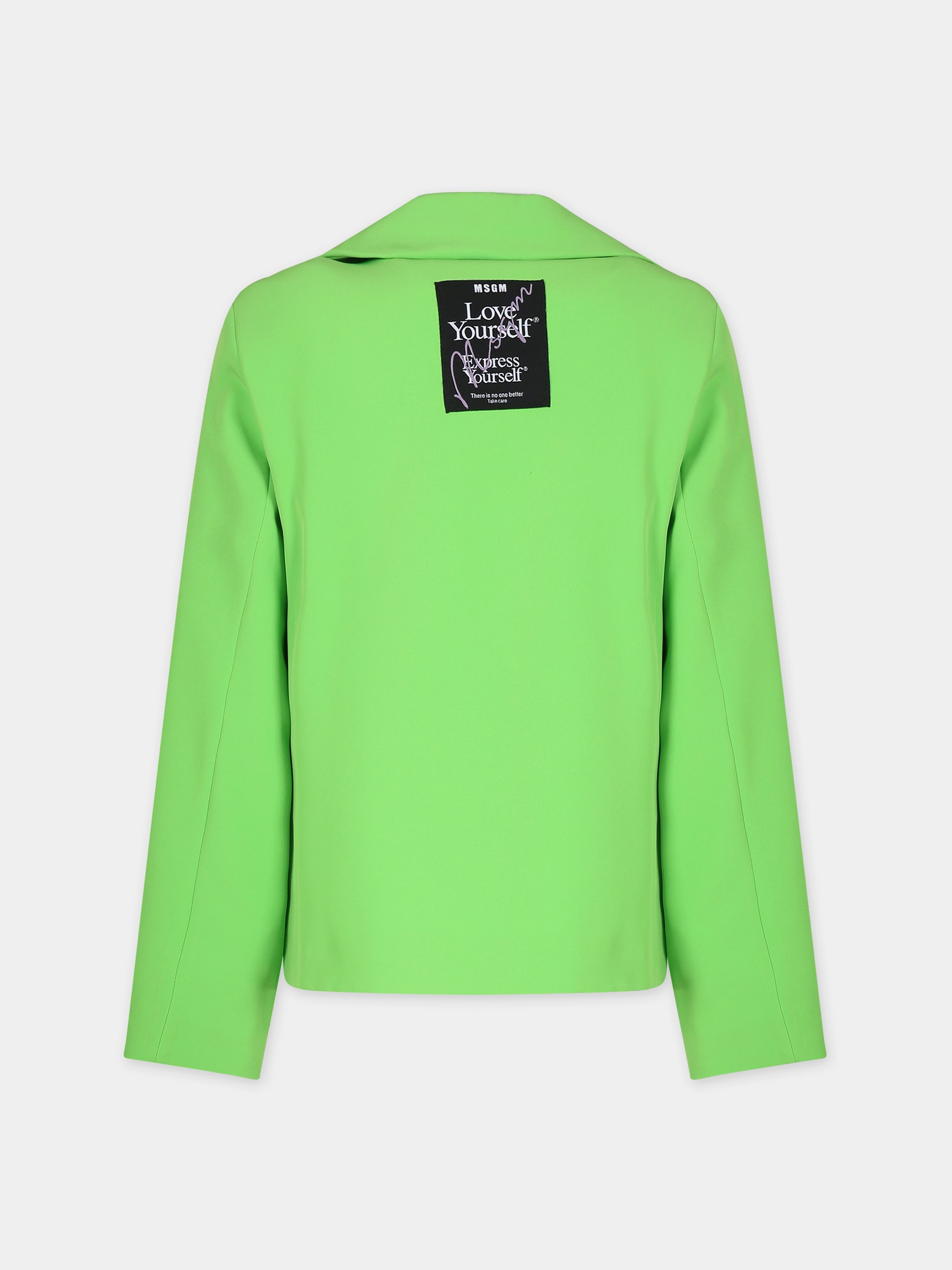 Giacca verde per bambina con logo,Msgm Kids,MS029459 080