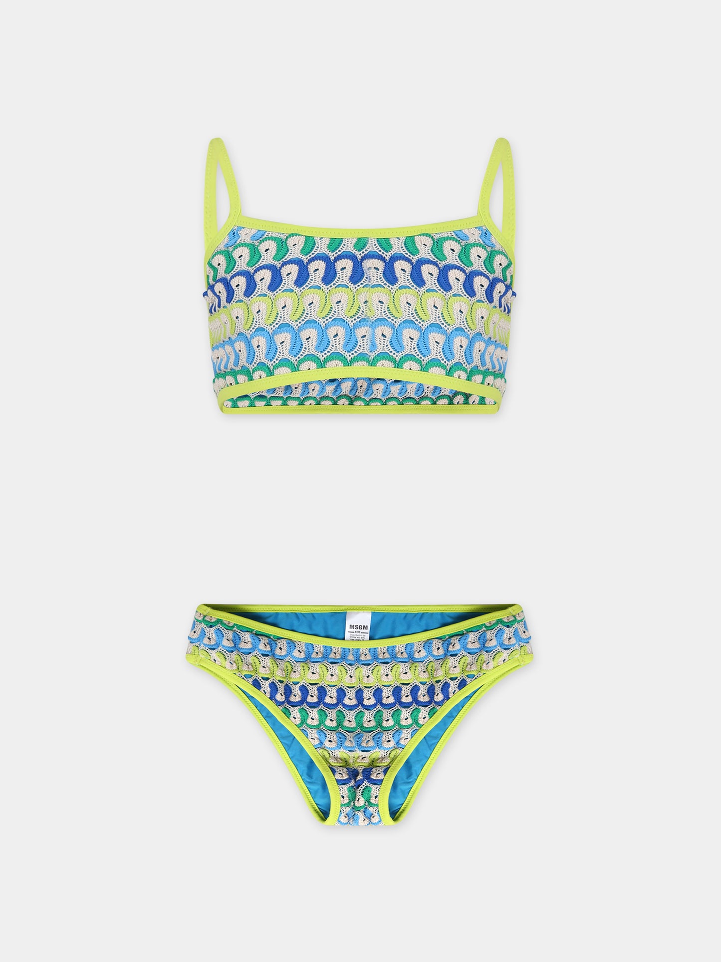 Bikini avorio per bambina con motivo ad onda,Msgm Kids,MS029472 200