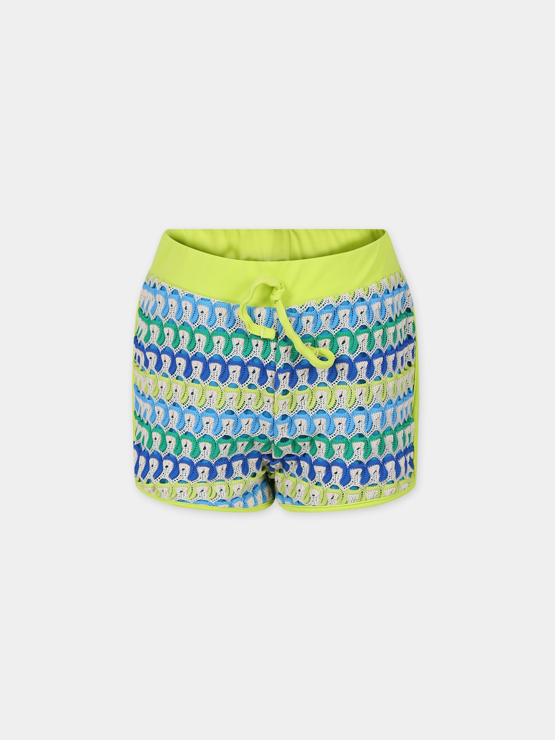 Shorts avorio per bambina con motivo ad onda,Msgm Kids,MS029475 001