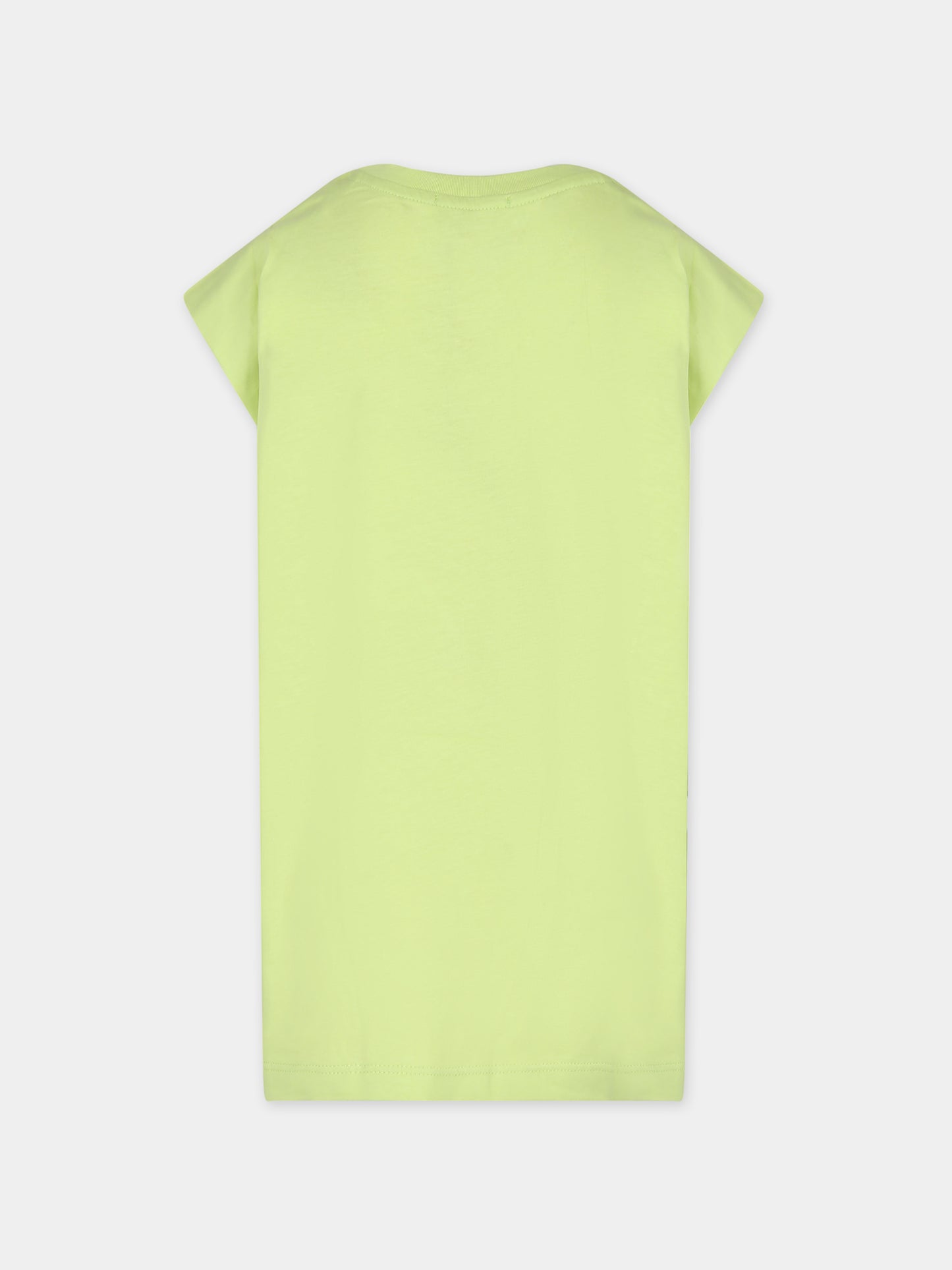 T-shirt verde per bambina con stampa macchina,Msgm Kids,MS029481 086