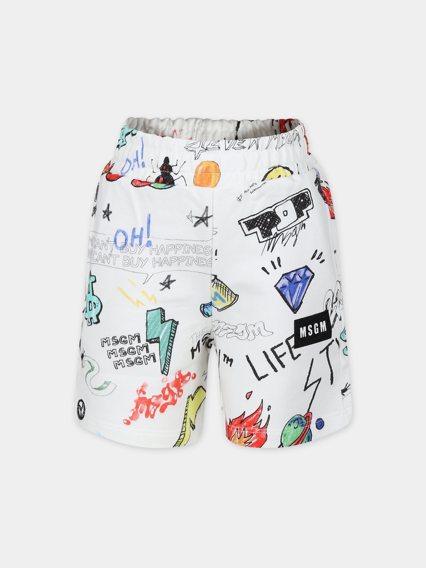 Shorts avorio per bambino con stampa fumetto,Msgm Kids,MS029505 001