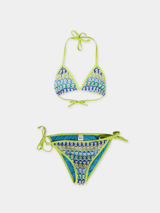 Bikini avorio per bambina con motivo ad onda,Msgm Kids,MS029544 200