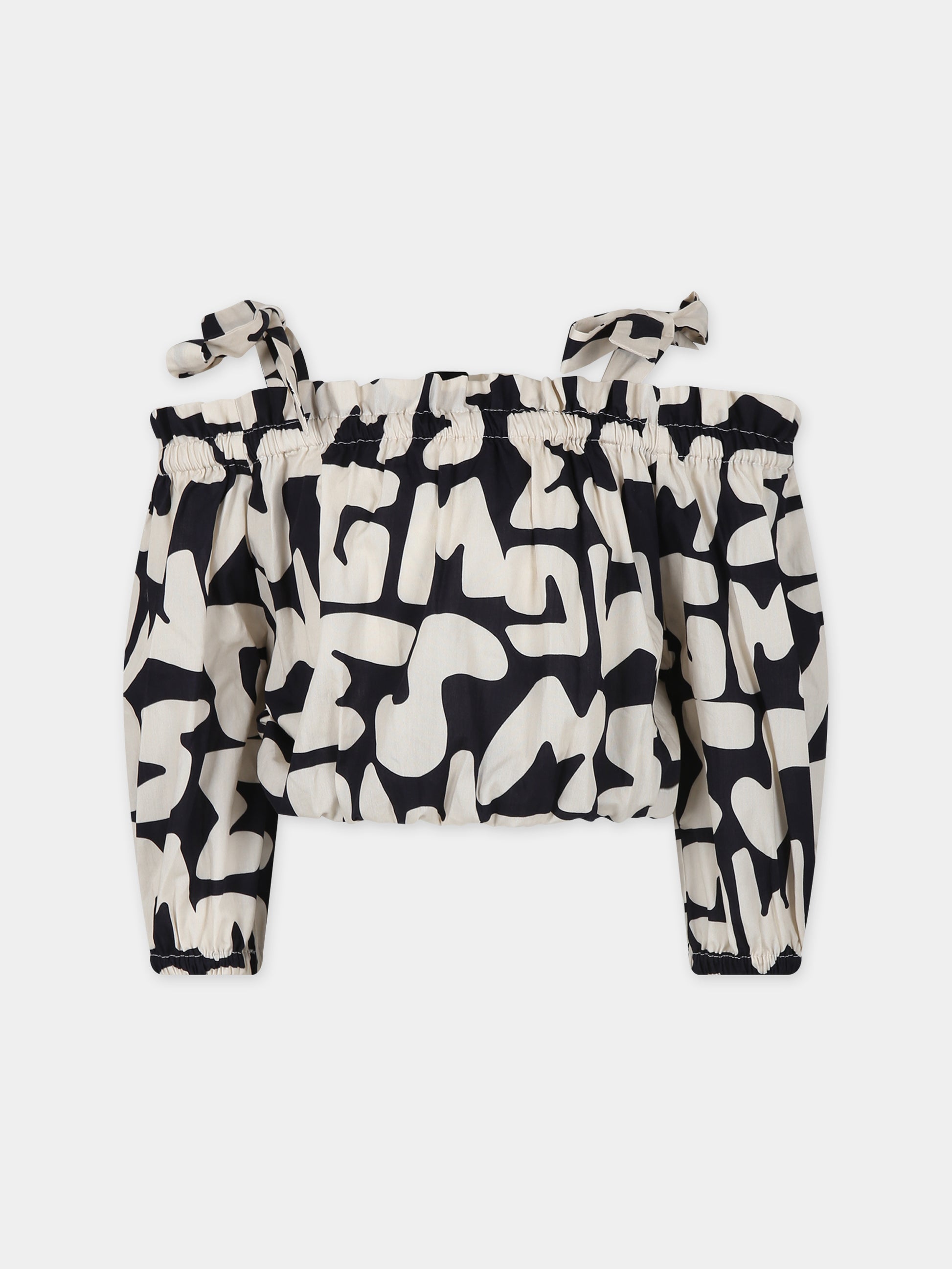 Top crop nero per bambina con logo,Msgm Kids,MS029574 200