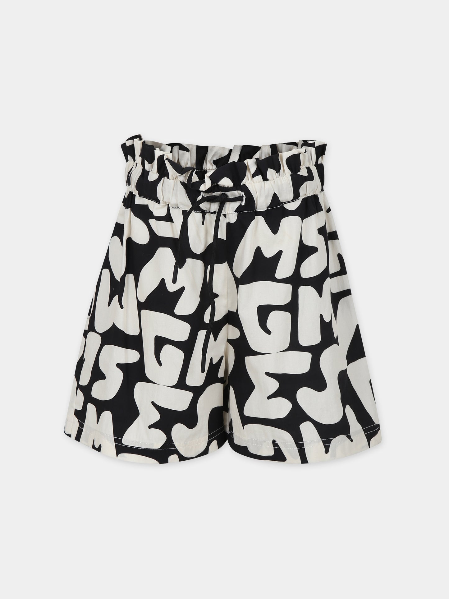Shorts neri per bambina con logo,Msgm Kids,MS029575 200