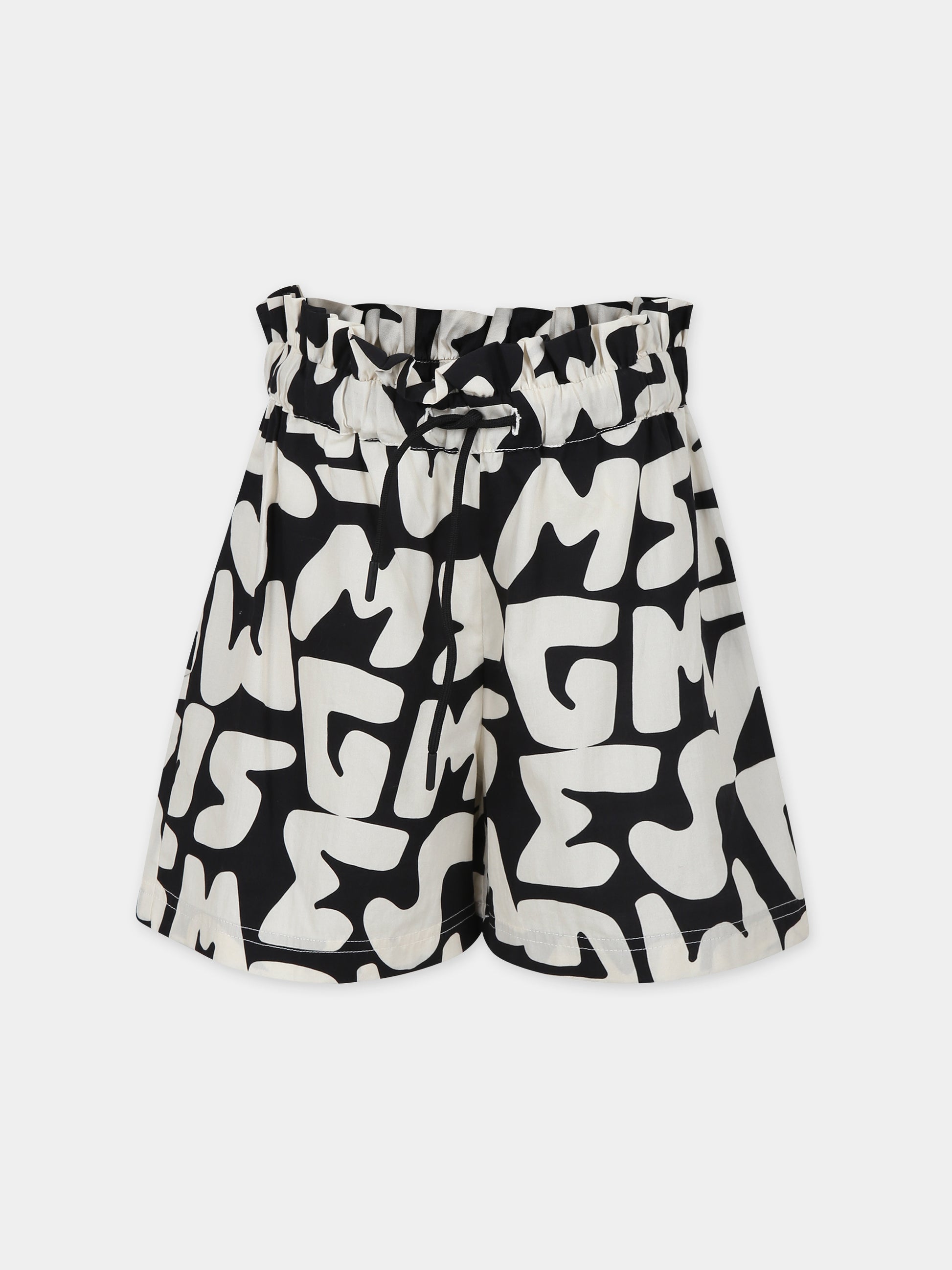 Shorts neri per bambina con logo,Msgm Kids,MS029575 200