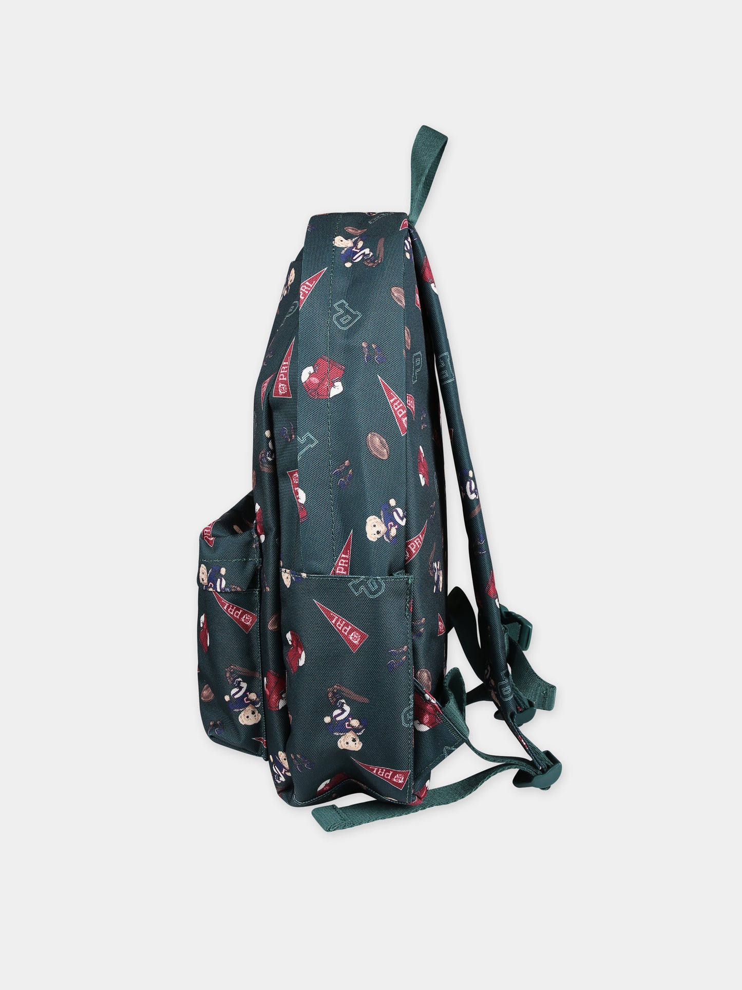 Zaino verde per bambini con Polo Bear e stampa,Ralph Lauren Kids,24SRL9AR016 EFN