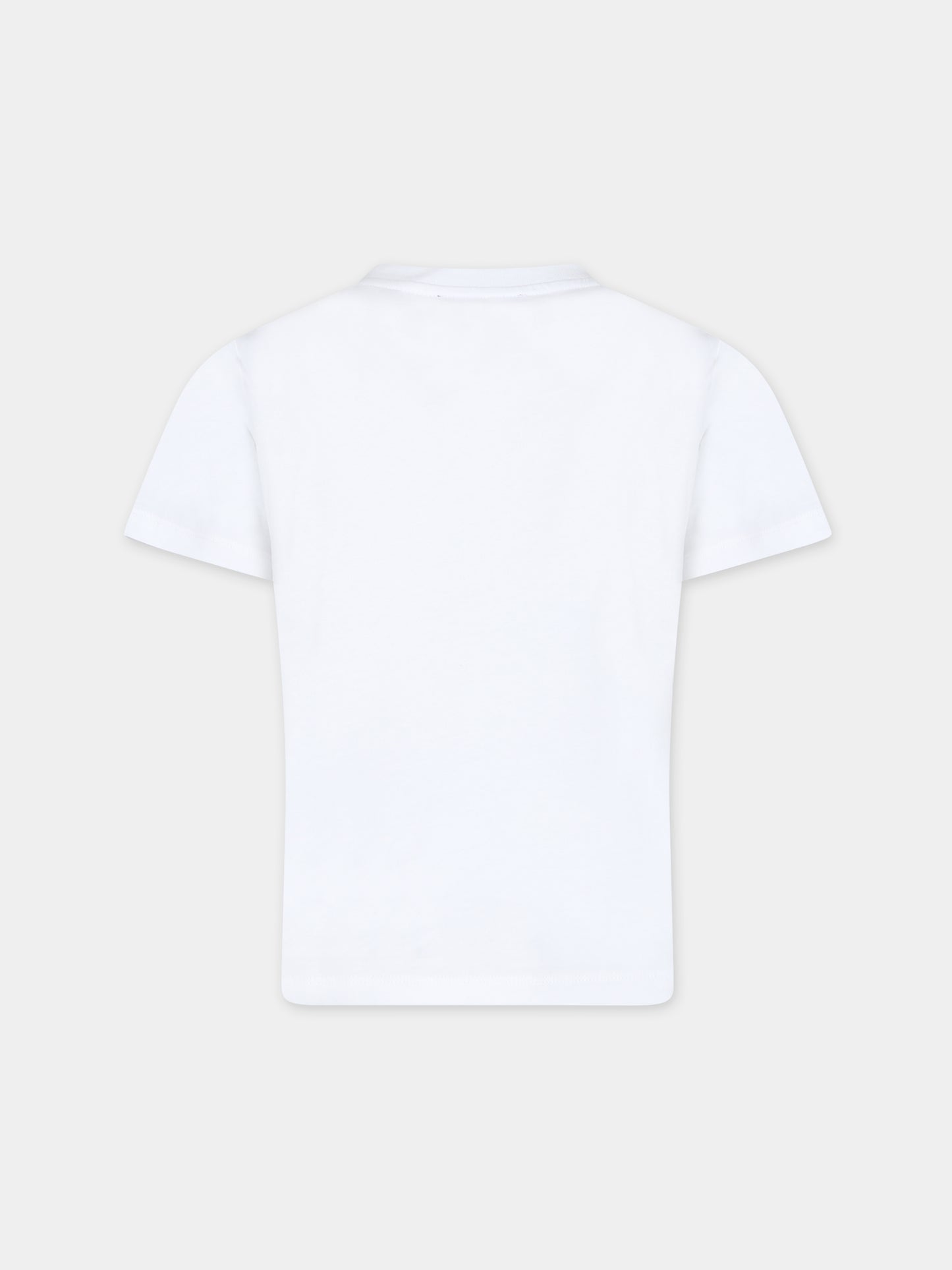 T-shirt bianca per bambino con logo,Balmain Kids,BS8R01 Z0082 100AG