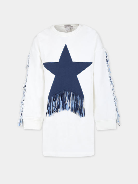 Vestito avorio per bambina con stella,Stella Mccartney Kids,TS1D80 Z0499 101