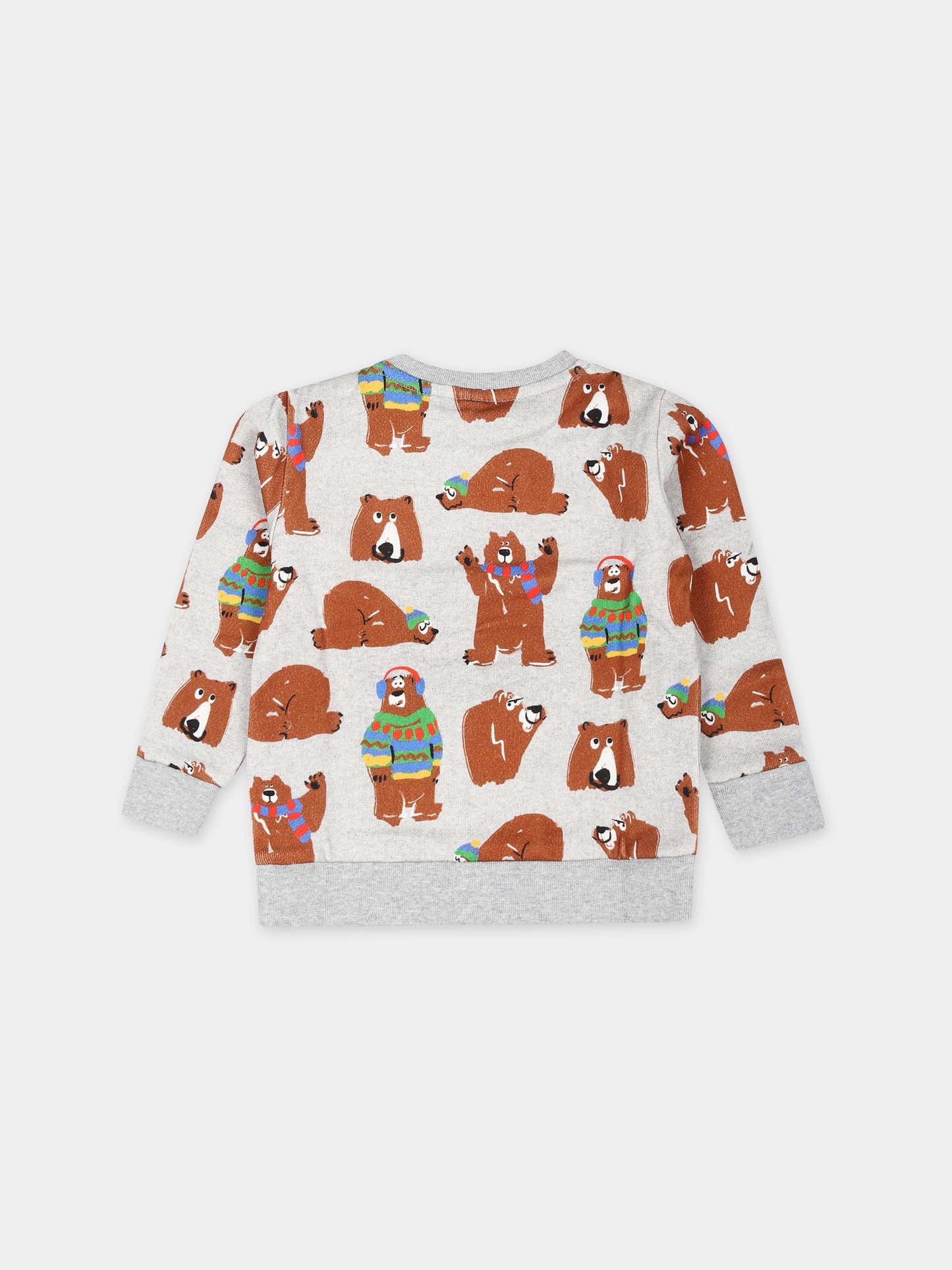 Felpa grigia per neonato con stampa orso,Stella Mccartney Kids,TT4520 Z1464 905MC